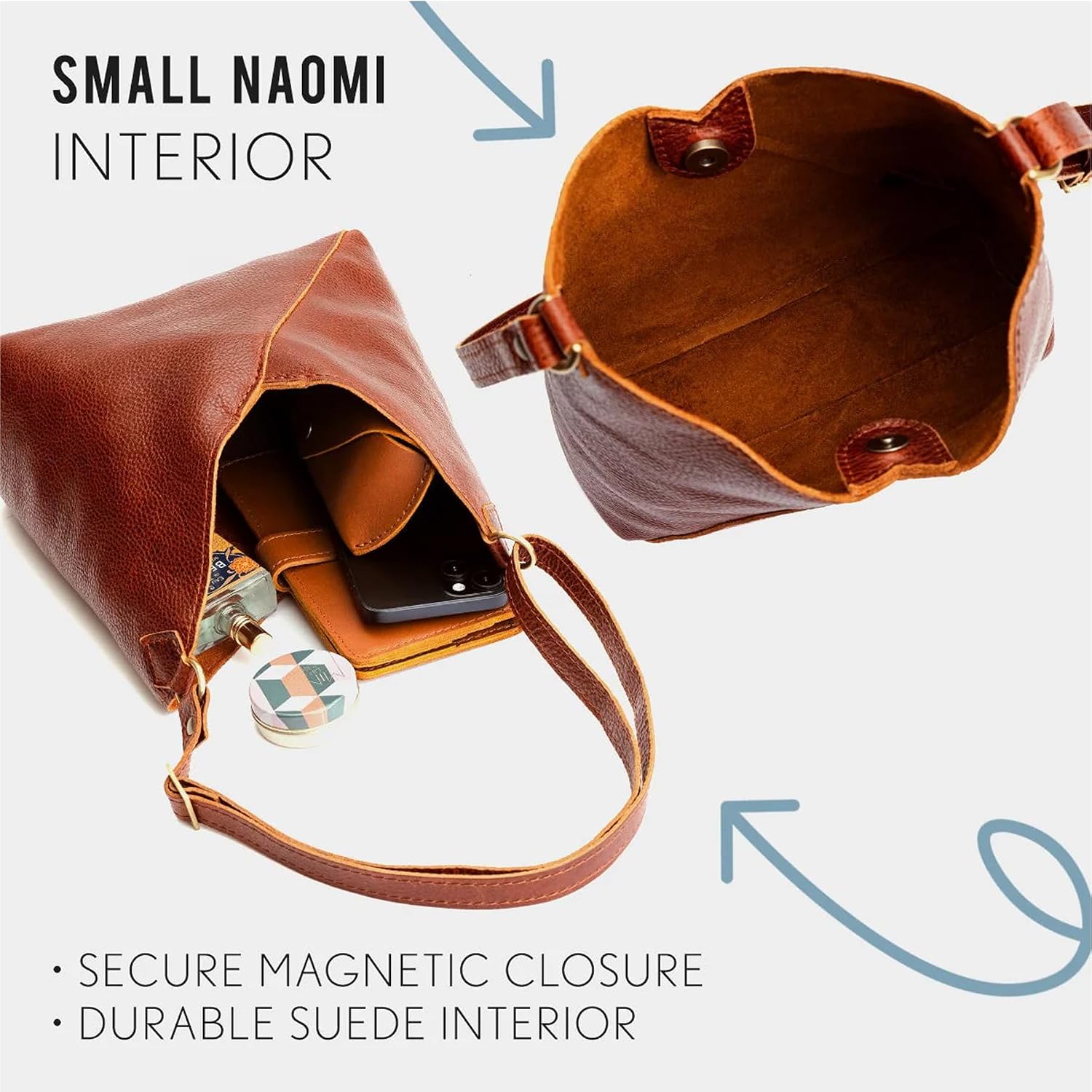 Portland Leather Goods Naomi Shoulder Bag – Handmade Slouchy Bag with Adjustable Crossbody Strap & Secure Magnetic Closure