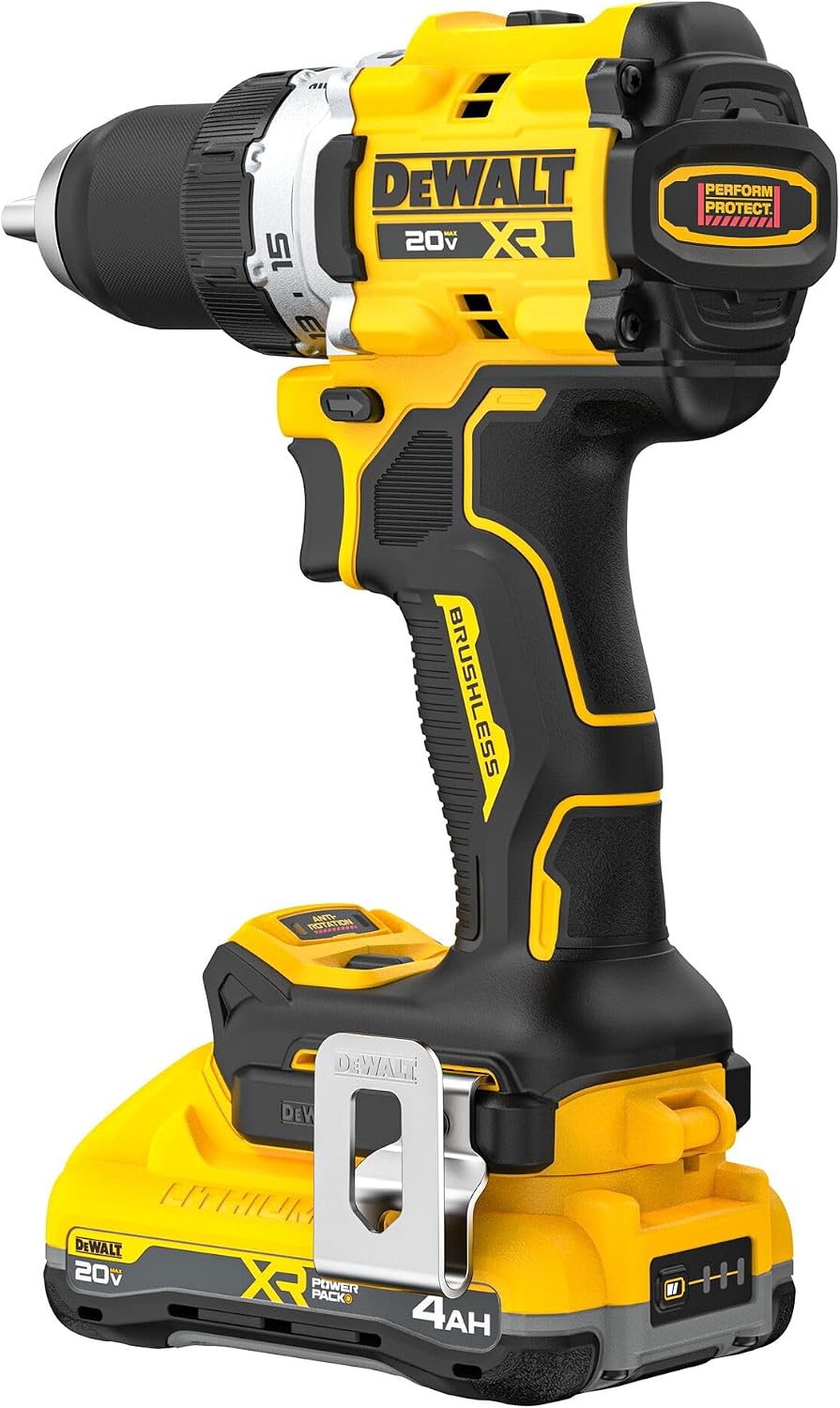 DEWALT 20V MAX XR Brushless Cordless 1/2 in. Drill Driver Kit With DEWALT POWERPACK Batteries and Charger (DCD801QQ2)