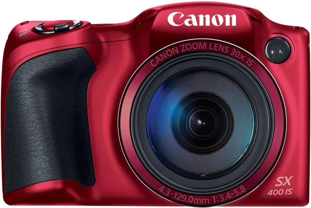 Canon Powershot SX400 IS 16.0 MP Digital Camera with 30x Optical Zoom and 720p HD Video (Red) (Renewed)