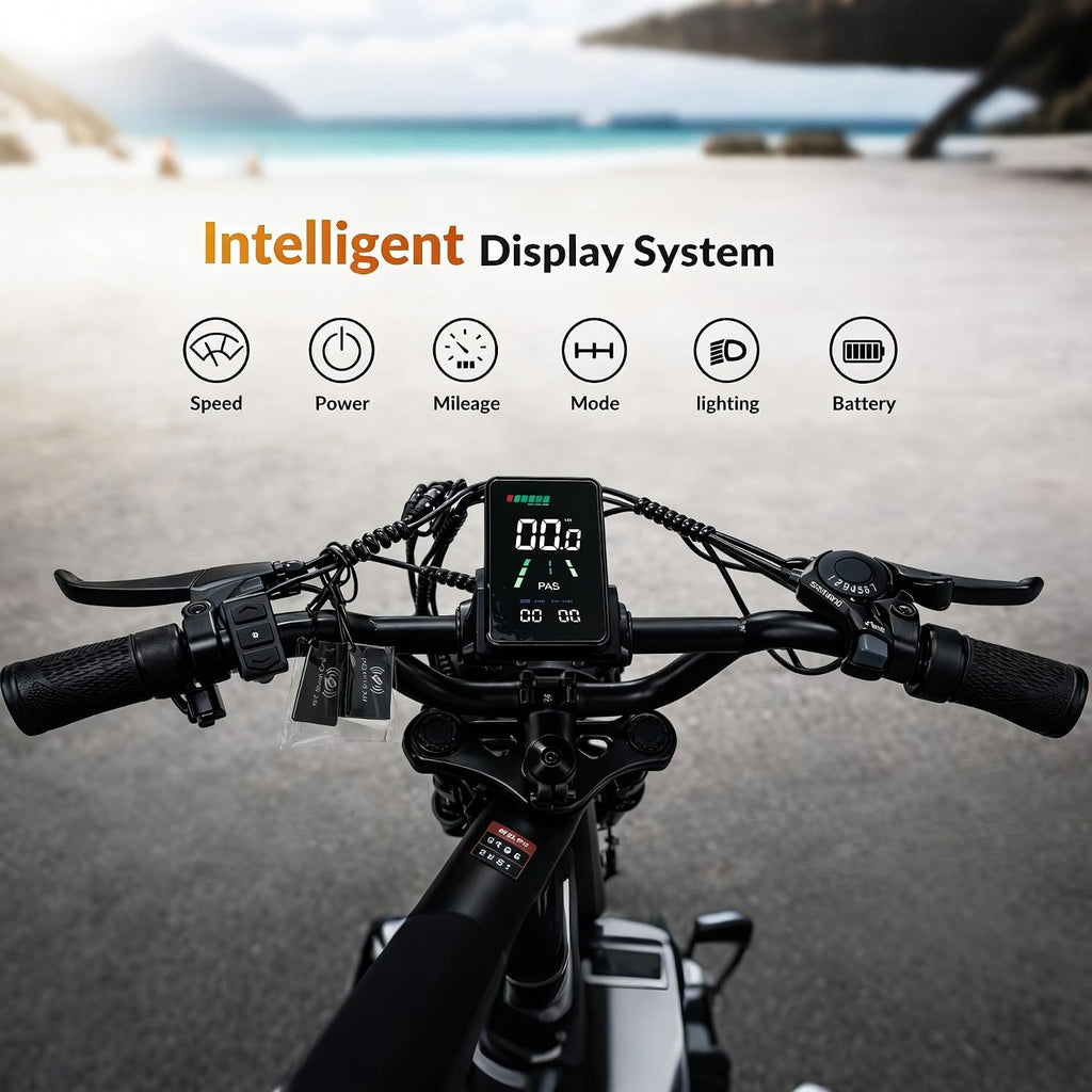 Moped Style Electric Bike for Adults-20 x 4.0 Fat Tire Ebike, Peak 1000W Motor, NFC & Password Unlock, Long Seat, 48V 18.2Ah Battery, Up to 28 MPH, UL 2849 Certified