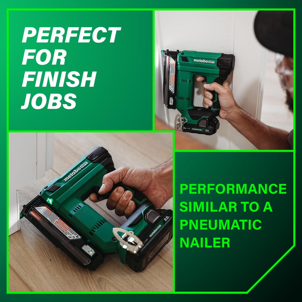 Metabo HPT 18V MultiVolt Cordless Compact Pin Nailer Kit, 23 Gauge Nailer with Power Tool 2.0Ah Lithium Ion Battery, Drives 5/8' to 1-3/8' Headless Pin Nails, 5-Year Warranty, NP1835DA