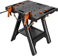 Worx Pegasus 2-in-1 Folding Work Table & Sawhorse, Easy Setup Portable Workbench, 31' W x 25' D x 32' H Lightweight Worktable with Heavy-Duty Load Capacity, WX051 - Includes 2 Clamps & 4 Clamp Dogs