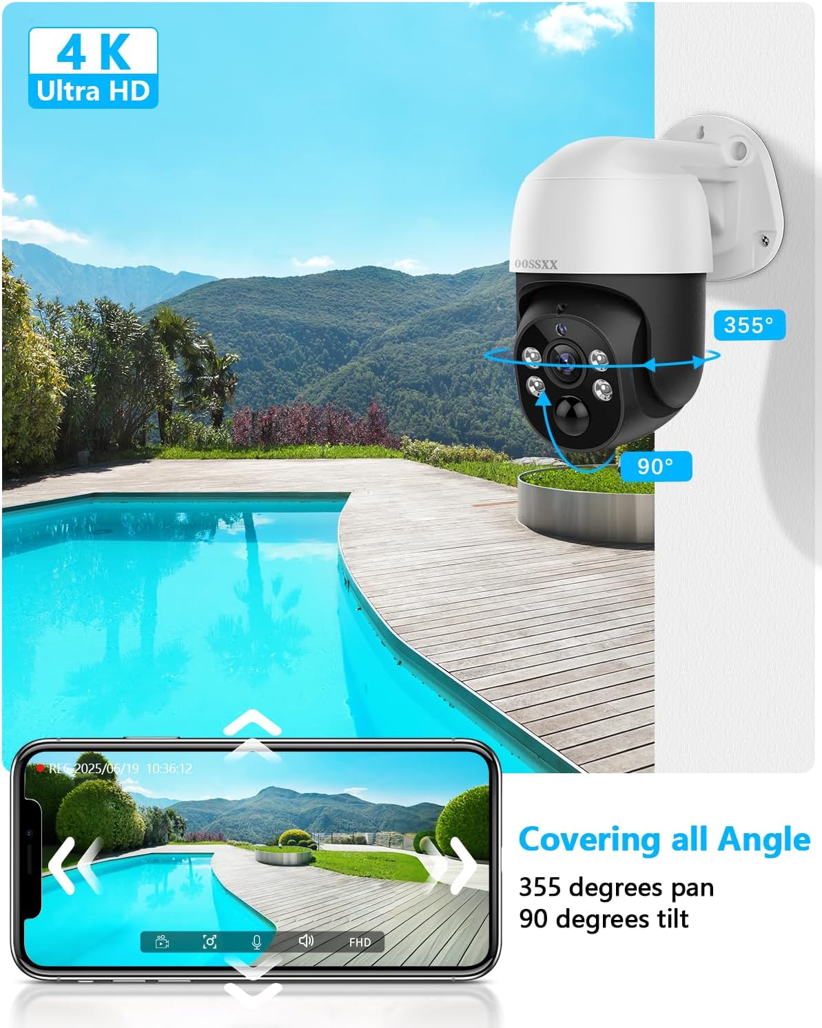 (2026 New) 4K PoE PTZ Security Camera System with 10'' Monitor, 8CH NVR, 6 Wired Outdoor Cameras, Pan Tilt Auto Tracking, AI Human Detection, Free App, No Monthly Fee, IP65