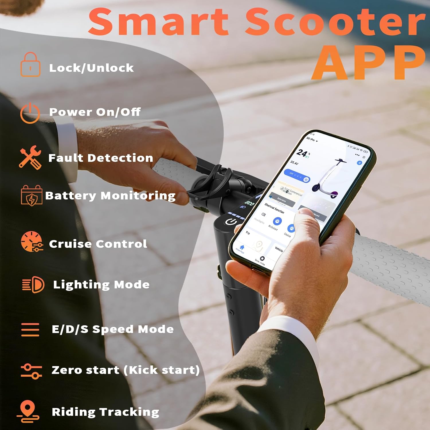 Qlaway Electric Scooter for Adults, 350W/500W Motor, 16-22 Miles Range, 8.5'/10' Solid Tires, Dual Braking & Suspension, Folding Portable Commuting E-Scooter with App