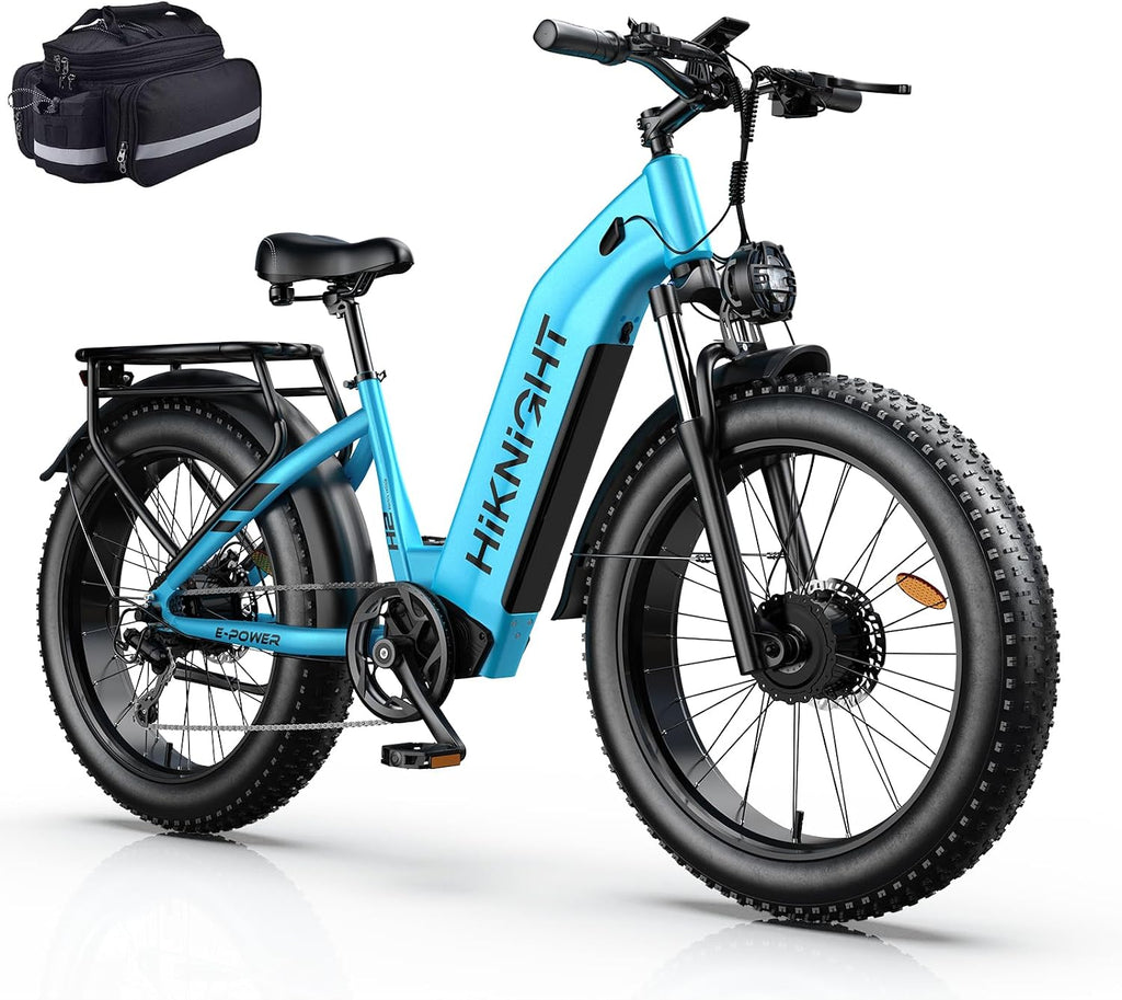 Dual Motor Electric Bike for Adults, 3000W Peak 52V 20AH Battery E Bike 26' x 4.0' Fat Tire Electric Mountain Bike Step-Thru Electric Bicycle for Women/Men, Up to 38MPH, Dual Hydraulic Brake