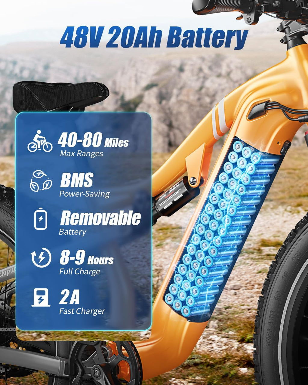 PUCKIPUPPY Electric Bike for Adults 1350W Peak Upgrade, 48V 20AH Battery Ebike, 26' Fat Tire Full Suspension Electric Mountain Bike, 80 Miles Range, 28 MPH, 8 Speed, Torque Sensor, Labrador Pro
