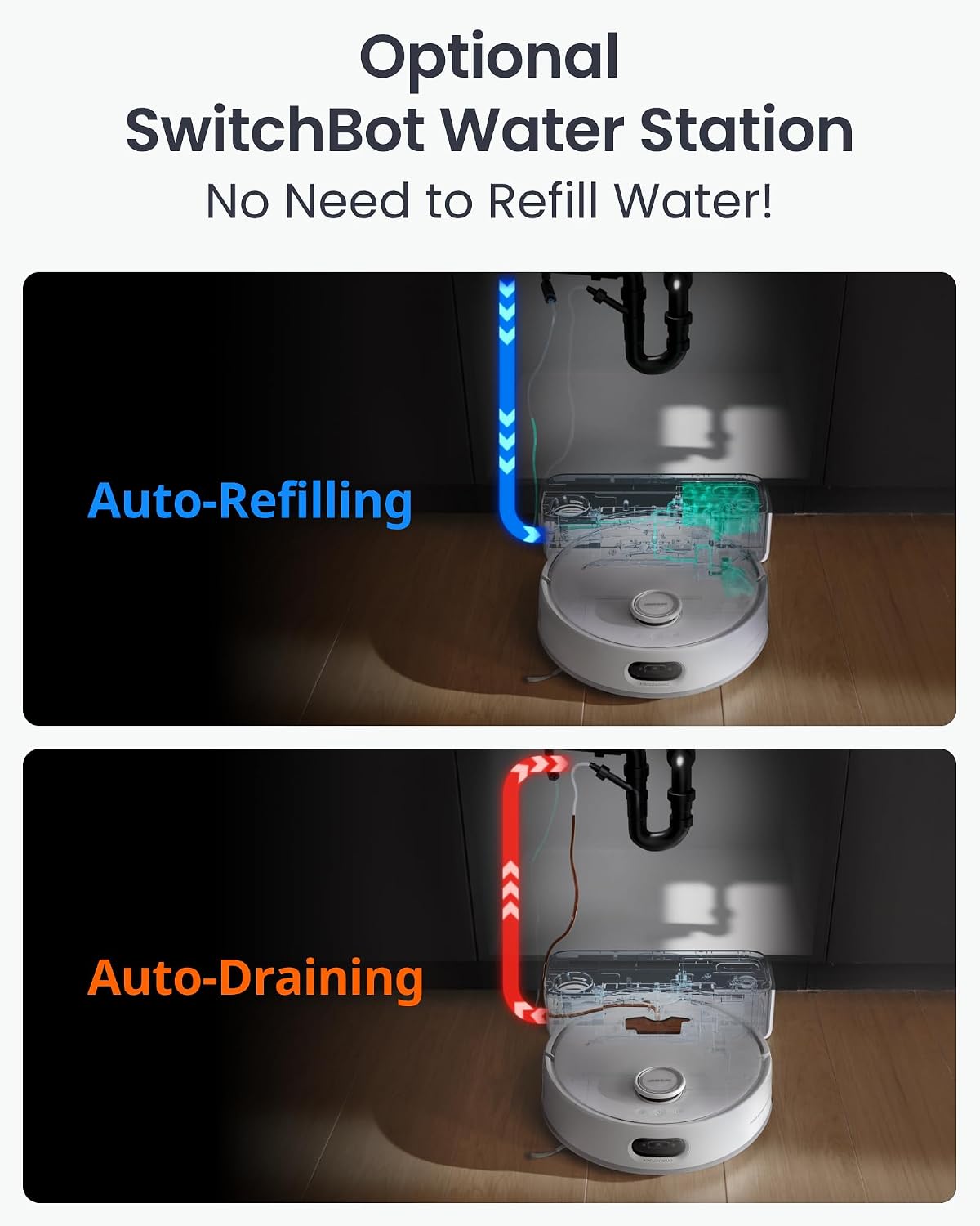 SwitchBot S20 Robot Vacuum and Mop with Matter, 10000Pa Powerful Suction, Roller Mop, AI Navigation, Auto Mop Washing & Drying, 90 Days Hands-Free, Self-Emptying, Works with AppleHome Alexa GoogleHome