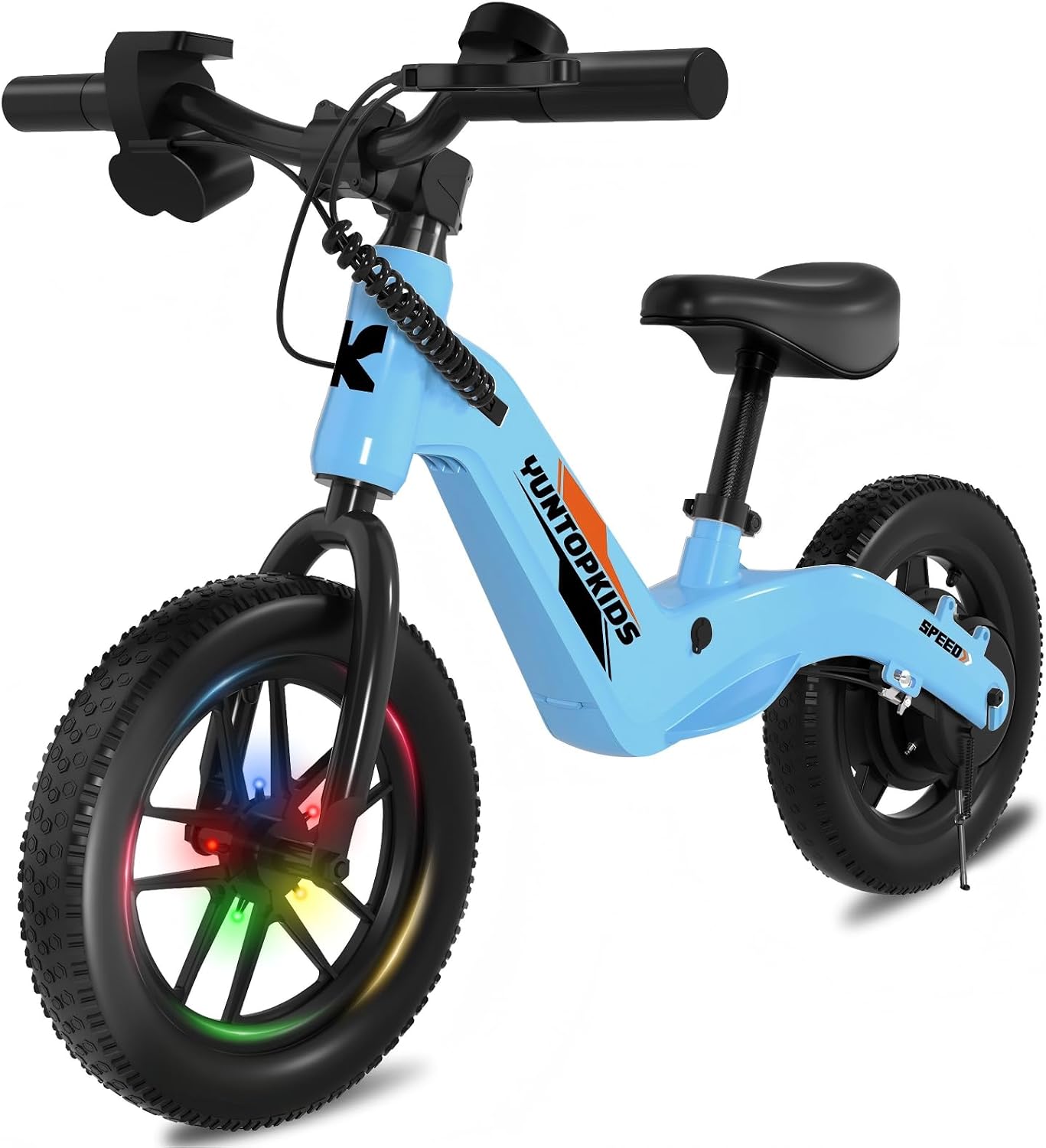 YunTopKids Electric Balance Bike for Kids Ages 3-5, 12 Inch Tires,Safe Start,3 Speeds up to 9.3 MPH,LCD,180W 24V Kids Electric Bike with Adjustable Seat,Fast Charger,LED Light
