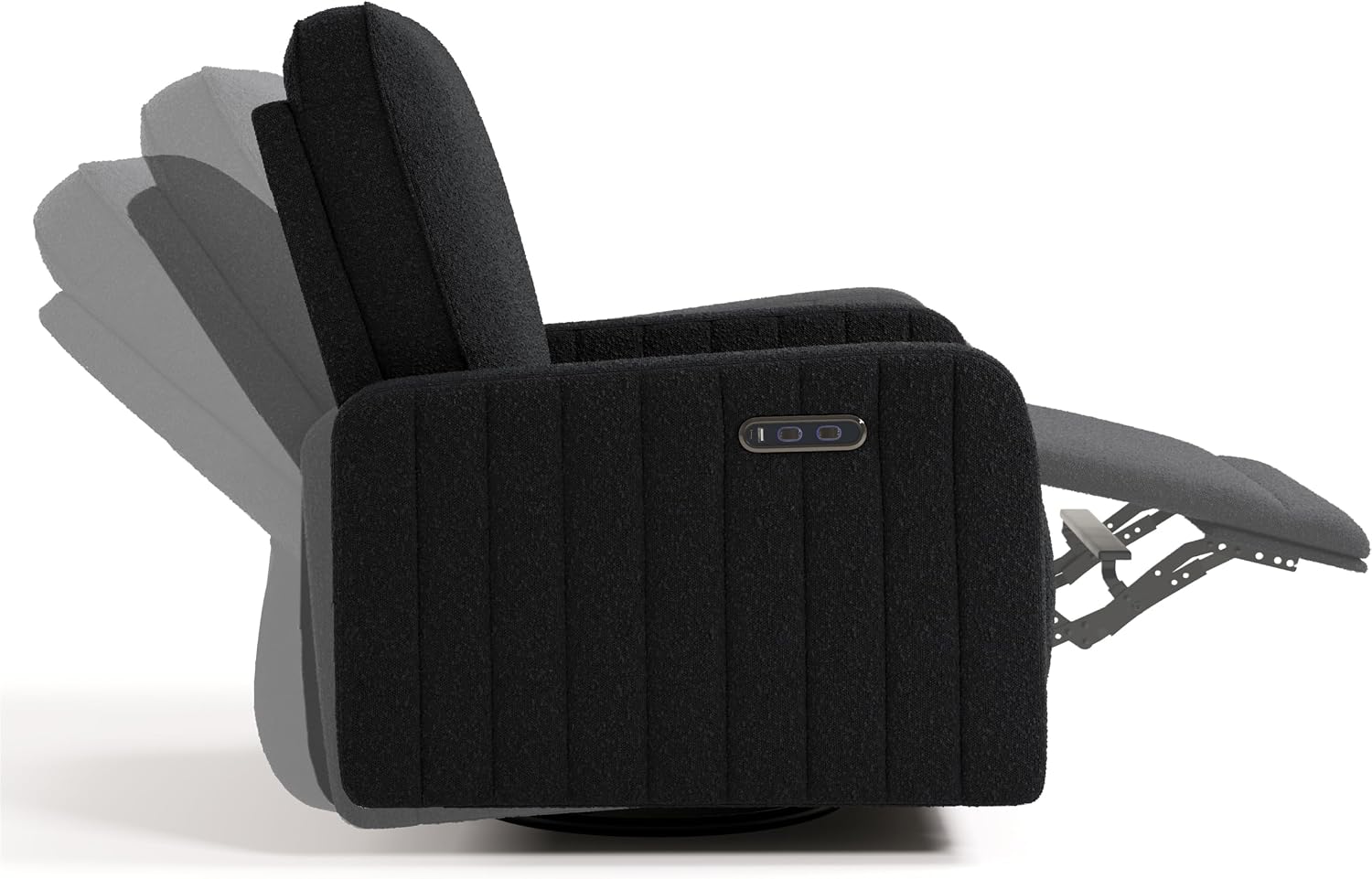 Storkcraft Kyoto Deluxe Extra-Wide Power Recliner Swivel Glider – Premium Electronic Nursery Wide Glider Rocking Chair, Oeko-TEX 100 Certified, Includes Dual-USB Charging Port (Black Boucle)