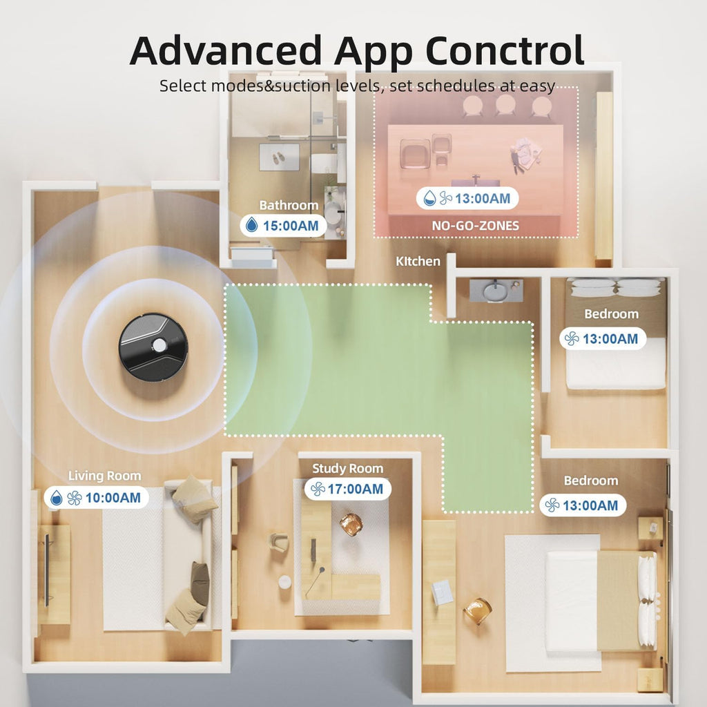 Robot Vacuum and Mop Combo, 5000Pa Suction LiDAR Navigation with APP & Voice Control, Anti-Tangle Brush, Multi-Floor Mapping, No-Go Zones, Quiet Smart Cleaning for Pet Hair, Carpets & Hard Floors