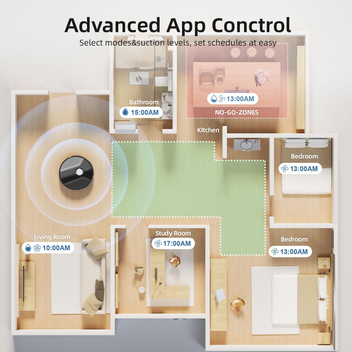 Robot Vacuum and Mop Combo, 5000Pa Suction LiDAR Navigation with APP & Voice Control, Anti-Tangle Brush, Multi-Floor Mapping, No-Go Zones, Quiet Smart Cleaning for Pet Hair, Carpets & Hard Floors