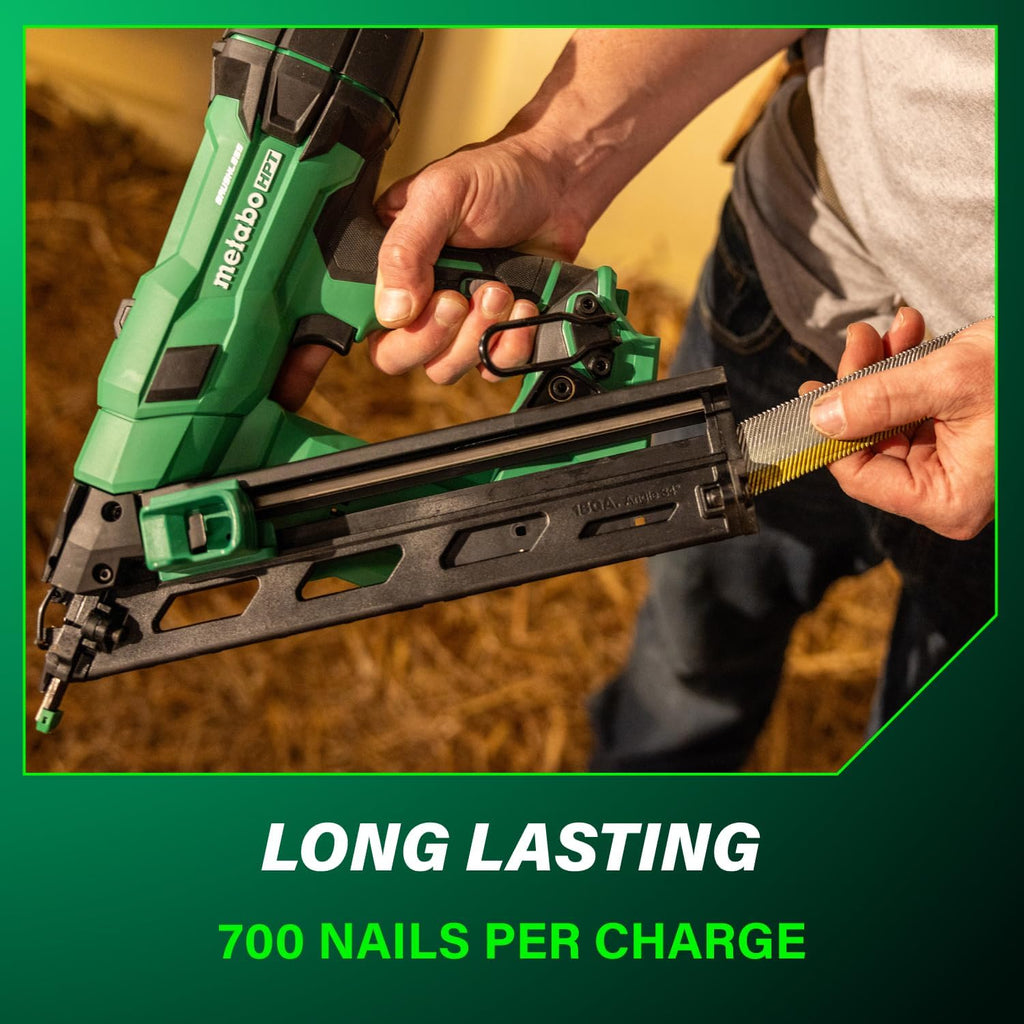 Metabo HPT 18V MultiVolt Brushless Pro 15-GA Angled Finish Nailer Kit, 15 Gauge Finish Nailer, Power Tool with 2.0Ah Lithium Ion Battery, 1-1/4' to 2-1/2' Nails, Powerful Brushless Motor, NT1865DAA