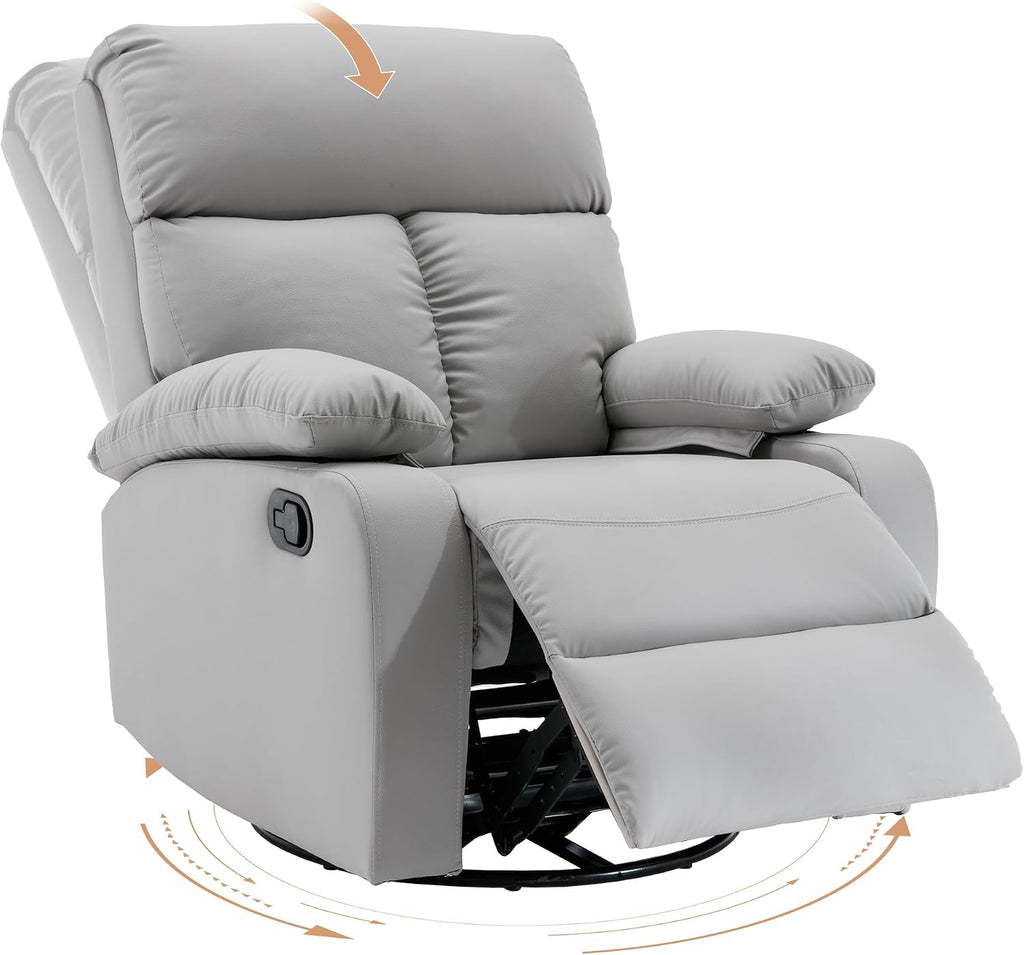 hzlagm Rocking Recliner Chair, Swivel Rocker Recliner, Glider Small Rocker Recliners for Small Spaces, Living Room, Bedroom, Nursery, RV, Grey