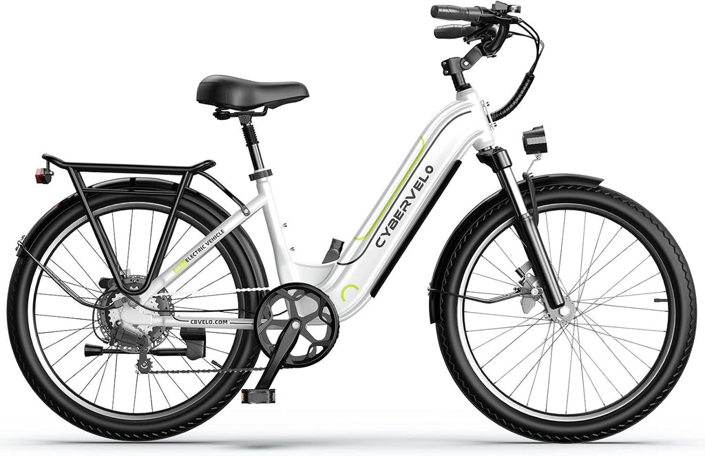 Cybervelo 750W Peak Electric Bike for Adults,up 80 Miles 25AH Removable Battery Ebike, 26' Electric E Bike with 7-Speed,Adult Electric Bicycles for Commute Beach Snow Man Womens All Terrain