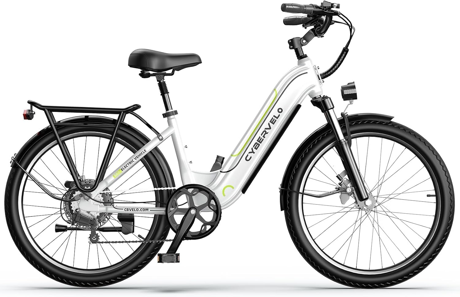 Cybervelo 750W Peak Electric Bike for Adults,up 80 Miles 25AH Removable Battery Ebike, 26' Electric E Bike with 7-Speed,Adult Electric Bicycles for Commute Beach Snow Man Womens All Terrain