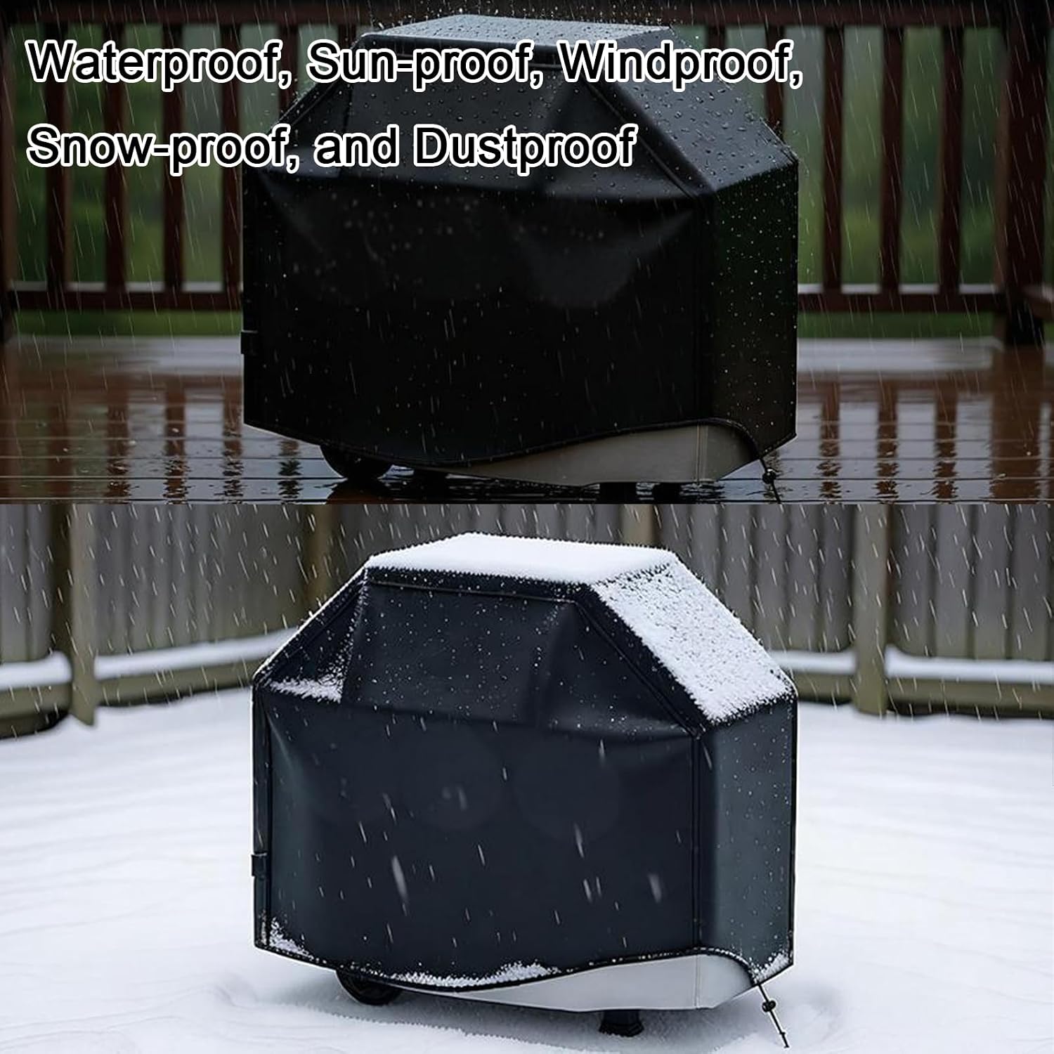 Grill Covers Heavy Duty Waterproof, Barbecue Cover 210D Silver-Coated Oxford Cloth, Wind, Rain, Snow Resistant, Universal Fit with Drawstring Closure with Grill Brush(Size:38 * 22 * 44in,Color:White)