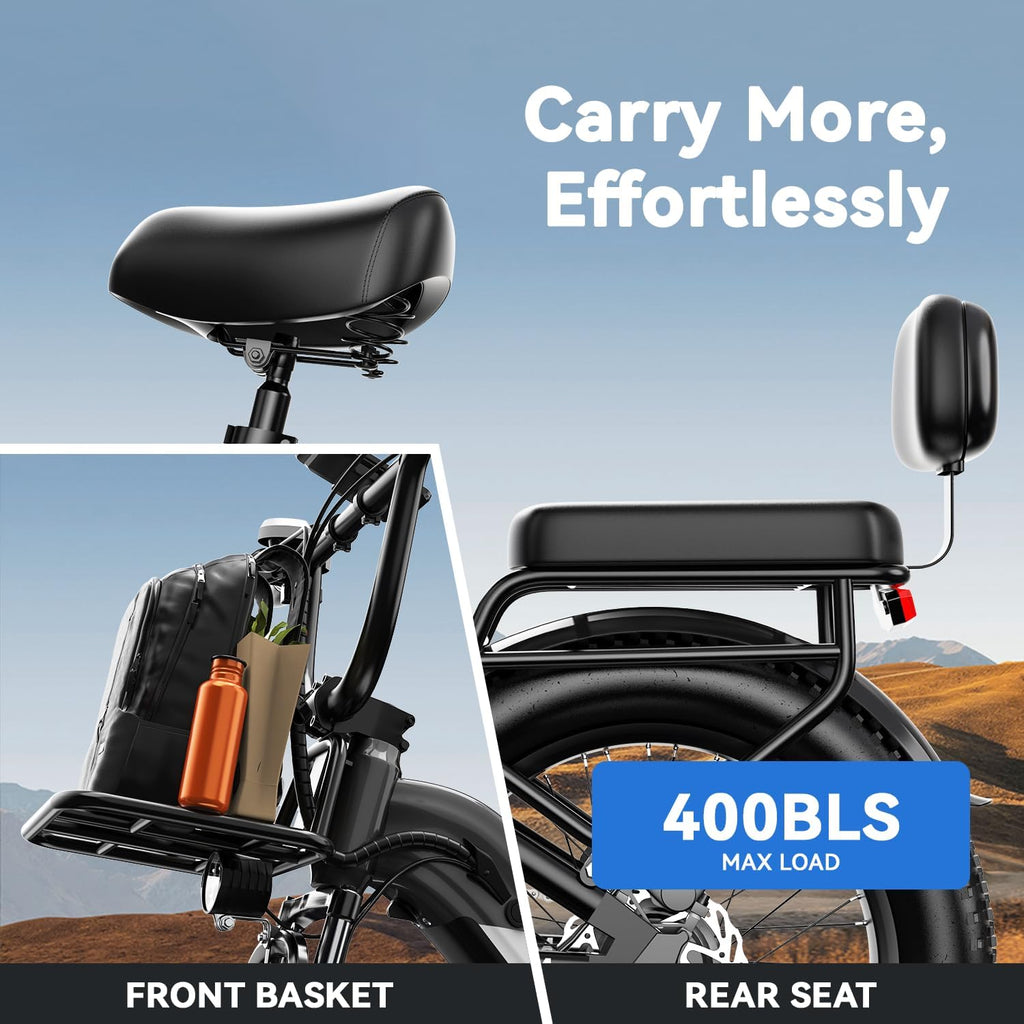 Cybervelo 1500W Motor Peak Electric Bike for Adults and Teenagers, 48V 20AH Removable Battery Step Thru EBike, 30+MPH, 80 Miles Max Range, 20' Fat Tire Adult Electric Bicycles for 7 Speed