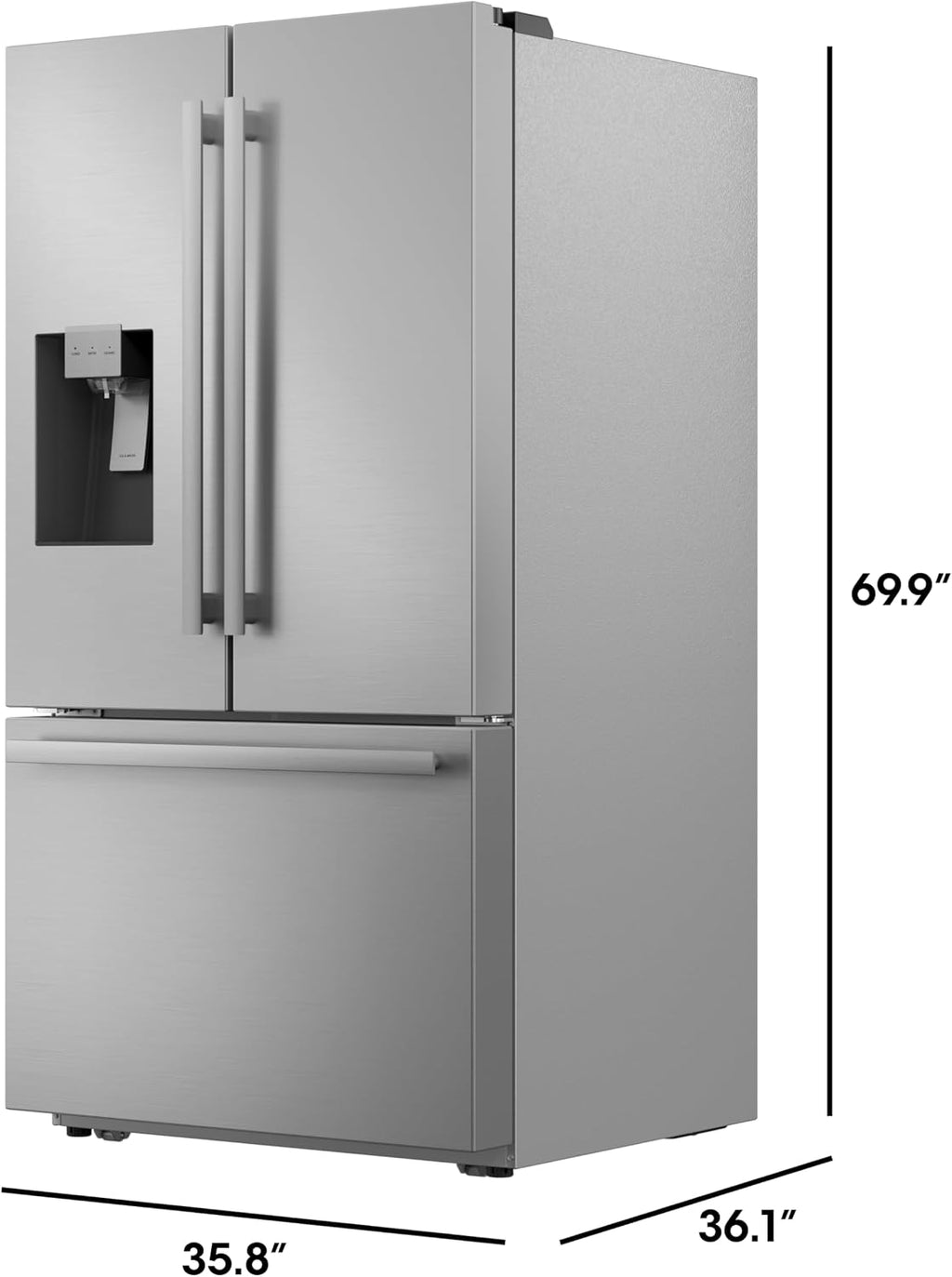 Sharp SJF2955KS 28.9 cu. ft., 3-door French Door Refrigerator, Ice/Water Dispenser, Advanced Cooling Plus System, Chill-Boost & Freezer-Boost, Automatic Dual Ice Maker Garage Ready, Stainless Steel