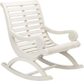 SAFAVIEH Outdoor - Sonora Rocking Chair - White Washed - Solid Wood - Transitional British Slatted Design - Ideal for Patio, Deck, Porch, Backyard, 17.7' Seat Height (PAT7016C)