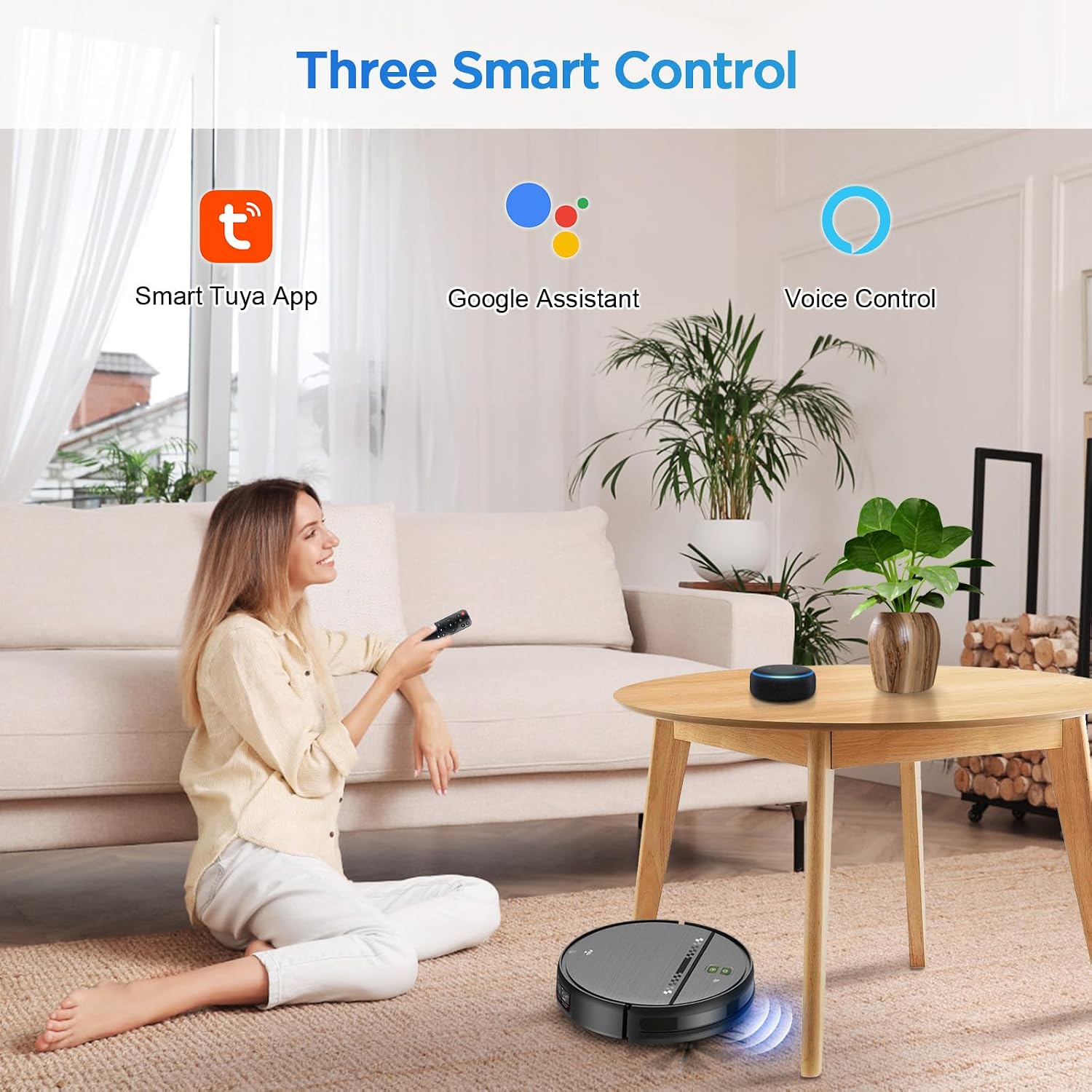 Robot Vacuum and Mop Combo, 2-in-1 Robot Vacuum Cleaner, Perfect for Pet Hair, Hard Floor and Carpet, Anti-Bump, Anti-Fall, App, Voice and Remote Control