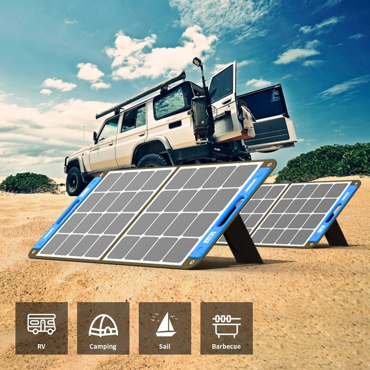 XTAR SP100 2 Pack 100w Solar Panel Portable Solar Panel Solar Power with Independent Charger 8mm Splitter Solar Power Panel for Power Station Solar Generator RV Solar Camping