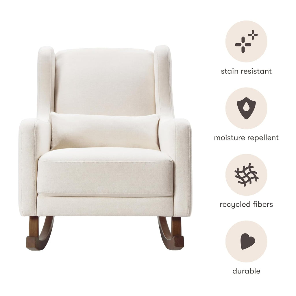 Babyletto Kai Rocker in Performance Natural Eco-Twill, Water Repellent & Stain Resistant, Greenguard Gold and CertiPUR-US Certified