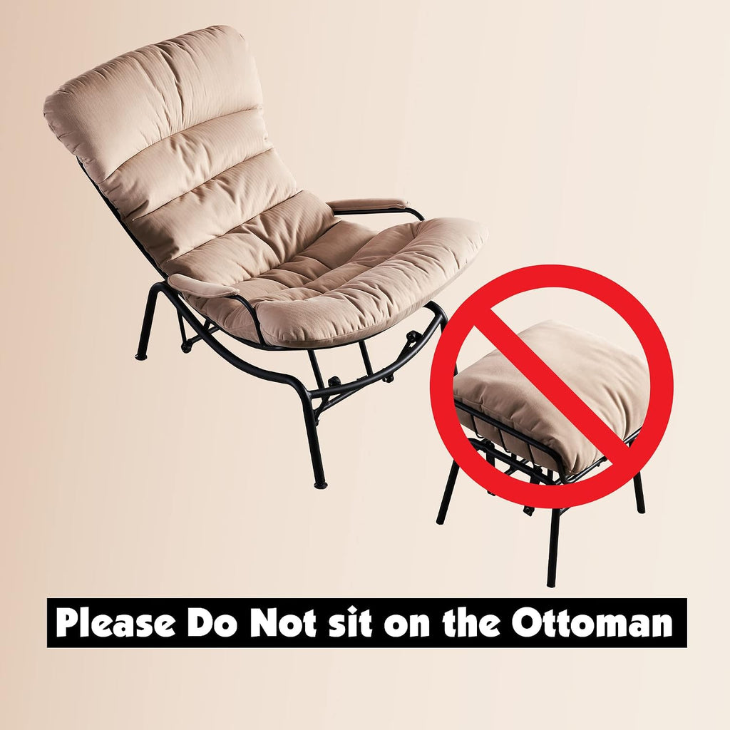 ovios Glider Rocking Chair with Ottoman, Mid-Century Modern Recliner Chair with Footrest, Comfy Gliding Rocker Lazy Accent Armchair for Living Room Bedroom, Cloud Flannel Velvet, Beige