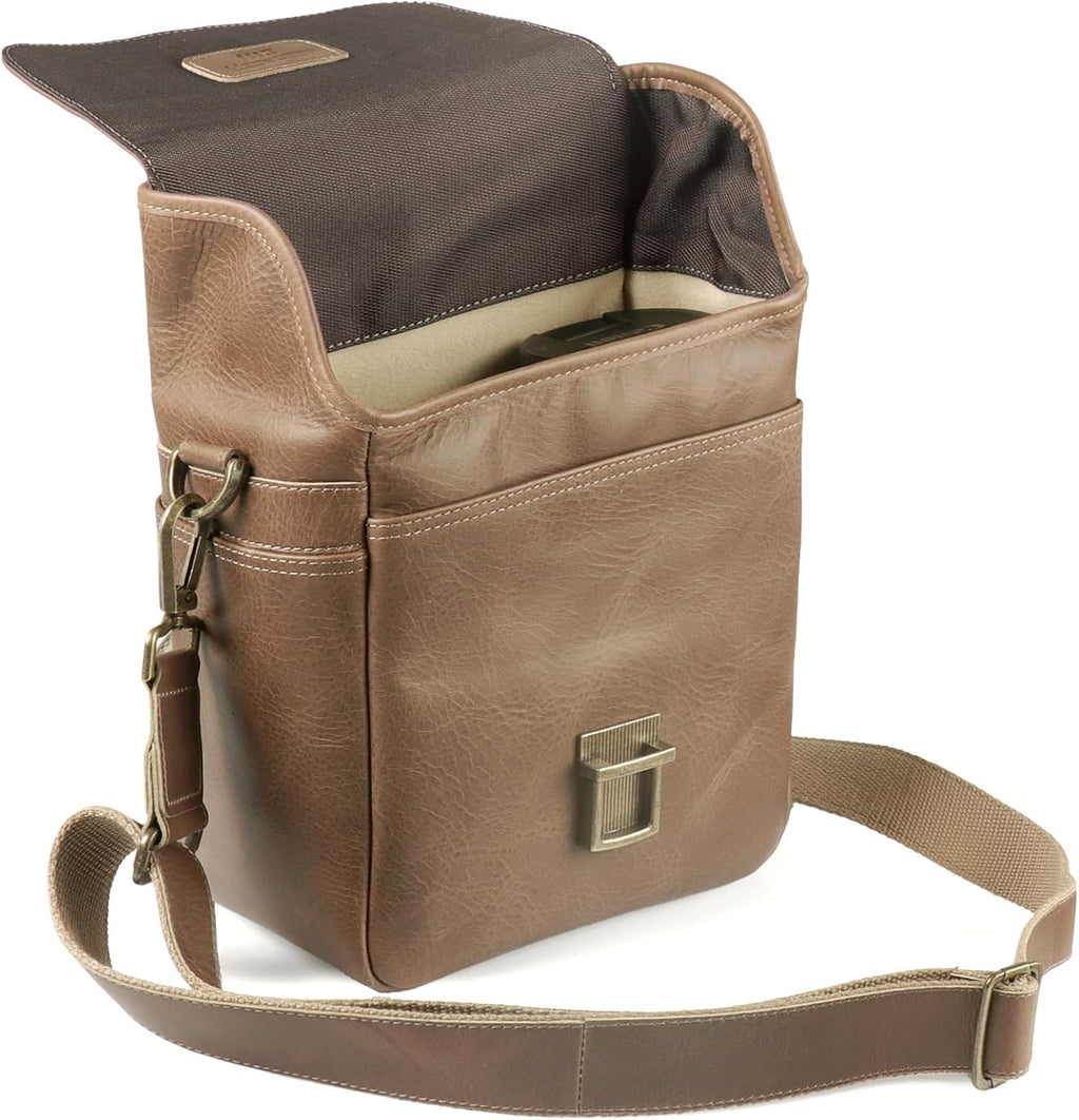 MegaGear Genuine Leather Camera Messenger Bag Mirrorless Portable electronic device cover