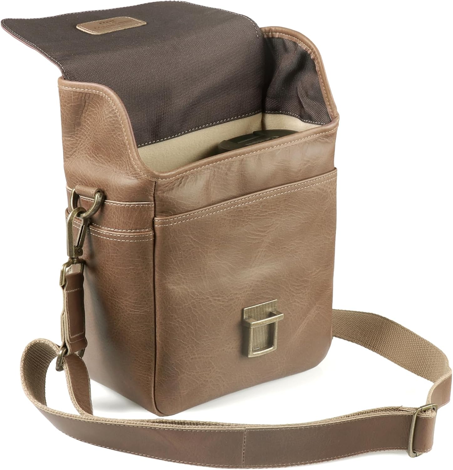 MegaGear Genuine Leather Camera Messenger Bag Mirrorless Portable electronic device cover