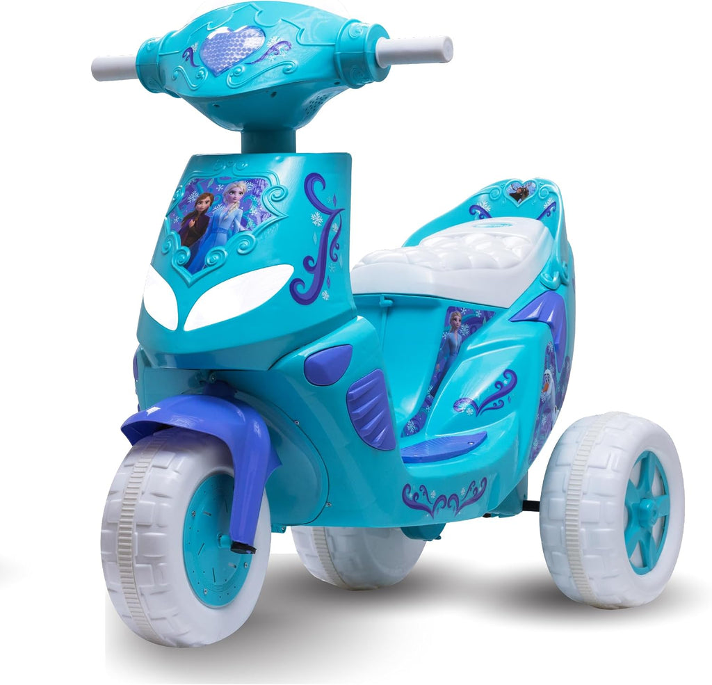 Kid Trax Disney Frozen Kids Scooter Ride On Toy, 6 Volt, Kids 3-5 Years Old, Max Weight 55 lbs, Single Rider, Battery and Charger Included, Blue