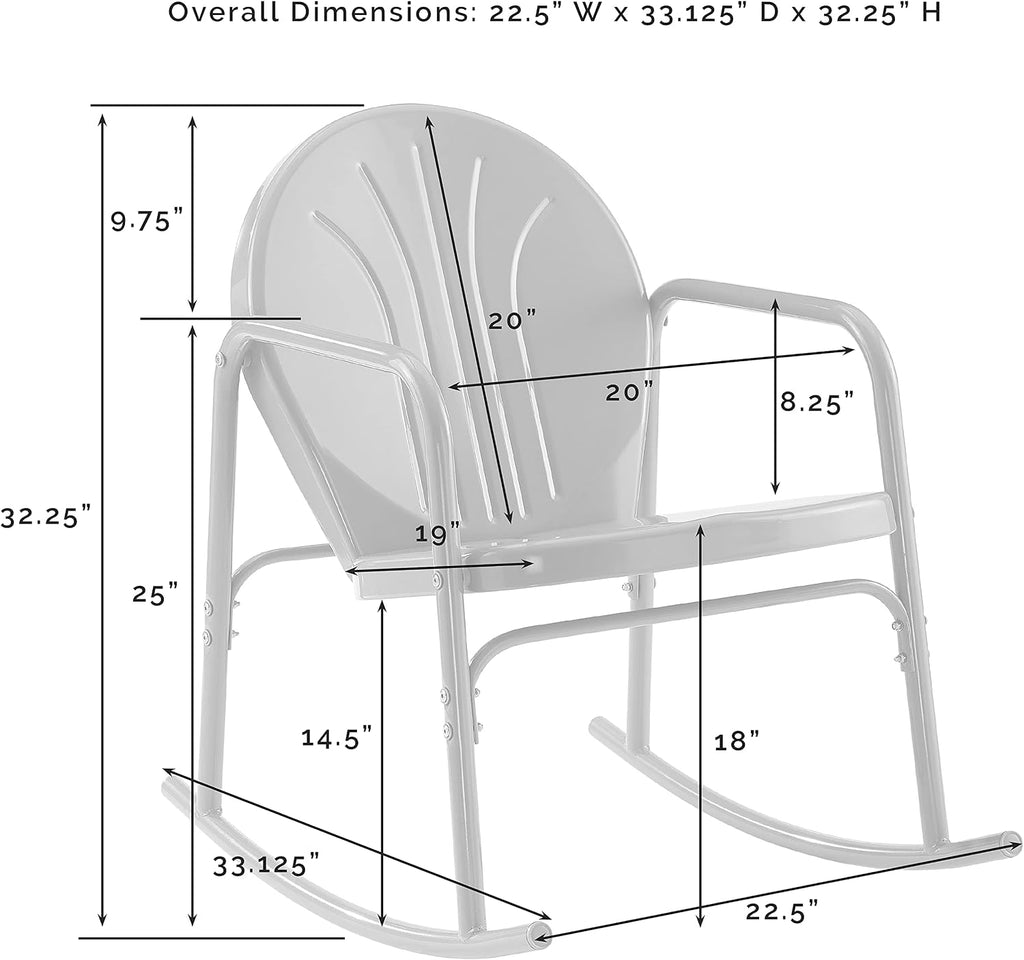 Crosley Furniture Griffith Retro Metal Outdoor Rocking Chairs, Set of 2, for Porch, Deck, Balcony, Backyard, Navy Gloss