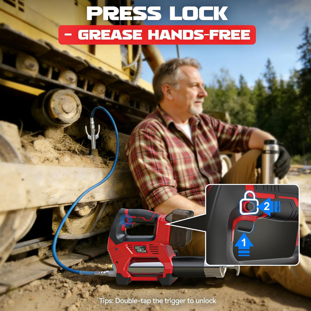 Ecarke Cordless Grease Gun Compatible with Milwaukee 18V Battery (Bare Tool), 3‑Speed Adjustable Flow, 12,000 PSI Max, 39' Hose, Works with Bulk & Cartridge Grease, for Farm/Truck/Construction