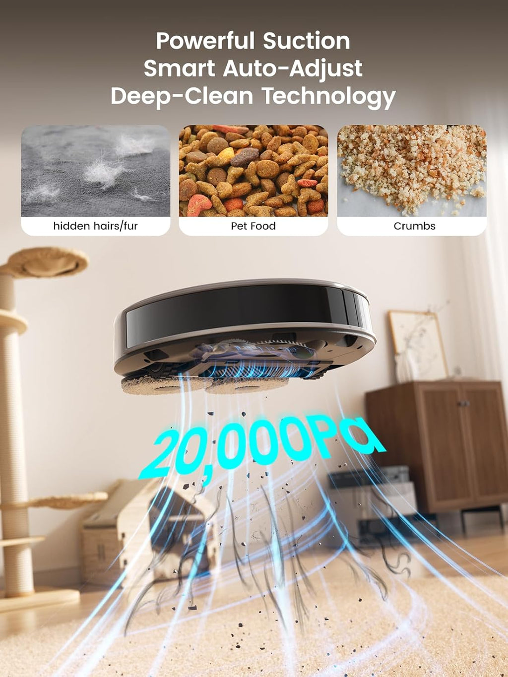 Lefant LiDAR Robot Vacuum and Mop, 20000Pa Suction, 90-Day Self-Emptying, Obstacle Avoidance, Auto Mop Washing&Drying, All-in-One for Pet Hair Carpet, 5G WiFi Alexa/APP/iWatch Control, M3 Max