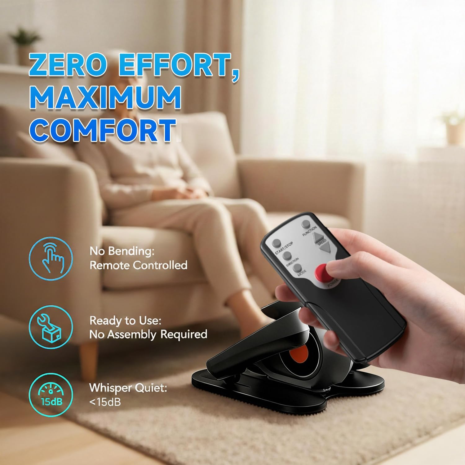 Under Desk Elliptical Machine, Electric Elliptical Leg Exerciser for Seniors with 10 Adjustable, Portable Quiet Elliptical Exercise Machine