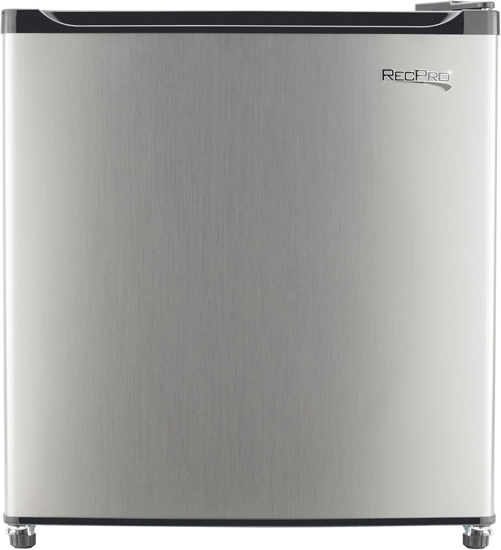 RecPro 1.7 Cu Ft 12V RV Refrigerator | Compact Fridge with Reversible Door, 2L Bottle Door Storage, 7 Temp Settings | Eco-Friendly R600A, Leveling Feet, Wire Shelf | 19.5'H x 17.5'W x 19.8'D