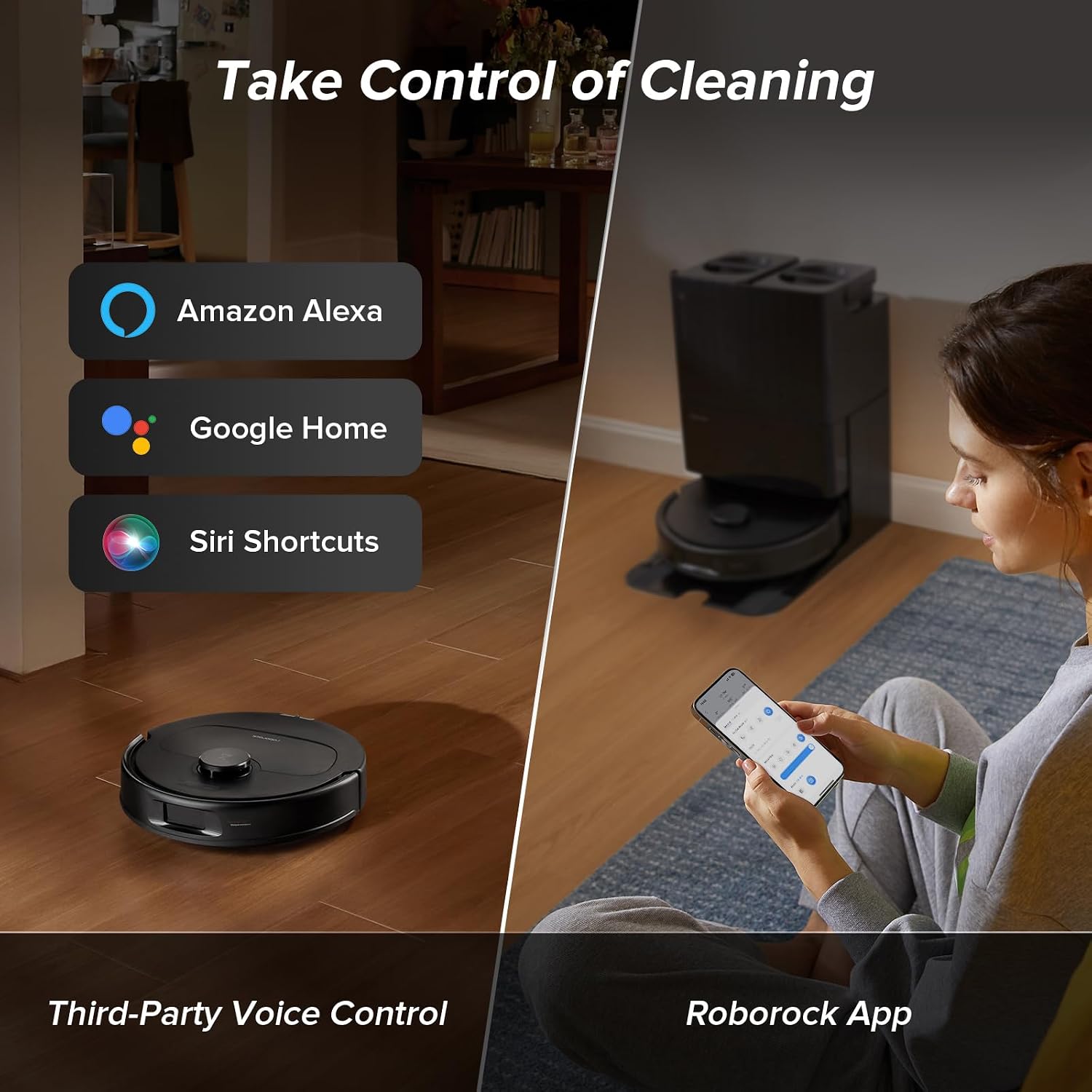 roborock Qrevo Series Robot Vacuum and Mop, 8000Pa Suction, Obstacle Avoidance, Auto Mop Washing, All-in-One Dock, Dual Spinning Mops with 10mm Lift, Anti-Tangle Brushes, Black (QR 598)