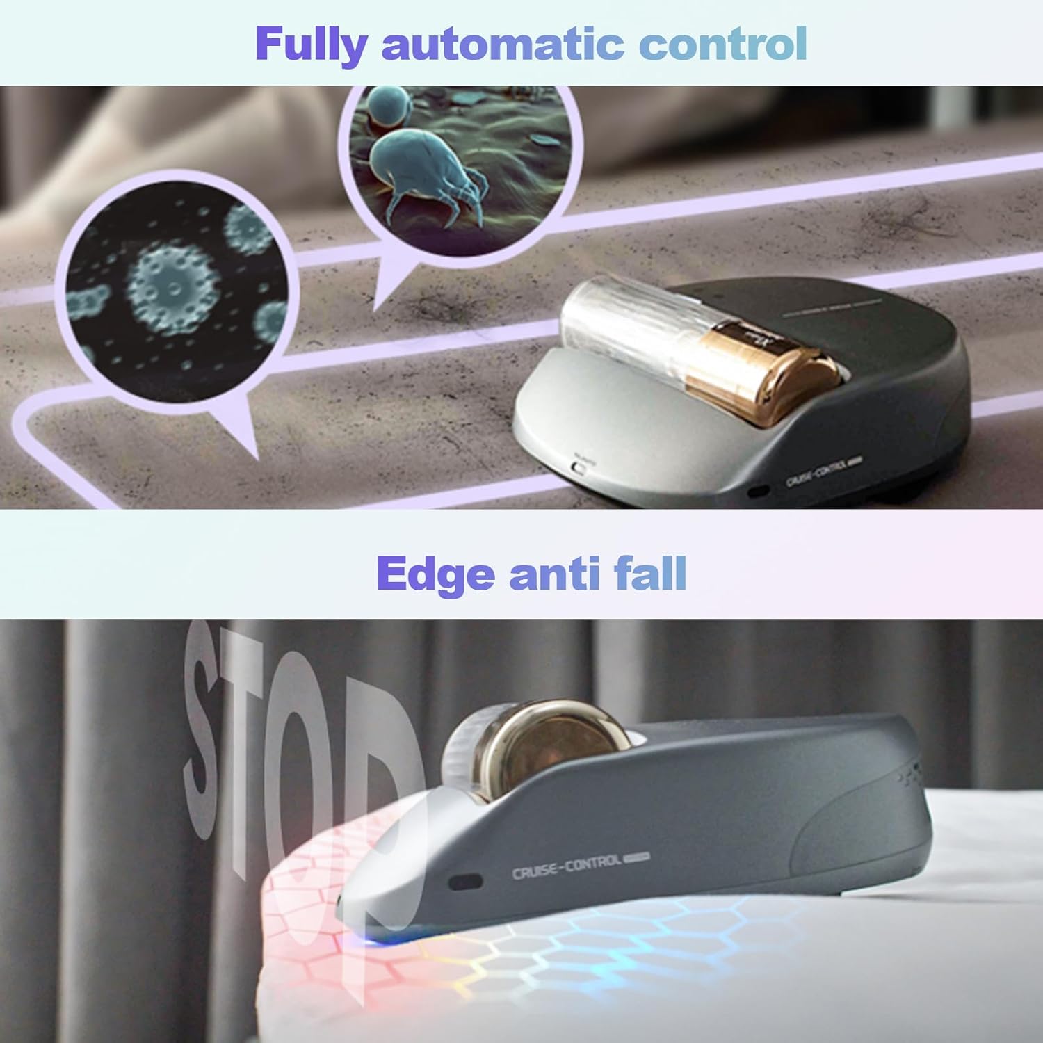 Cordless Rechargeable X1 Bed Vacuum Robot 1-Click Deep Cleaning,Mattress Vacuum Cleaner 14AW Strong Suction 270nm Deep Ultraviolet Lamp,Specially Designed for Mattresses,Auto for Pet Hair and Dust