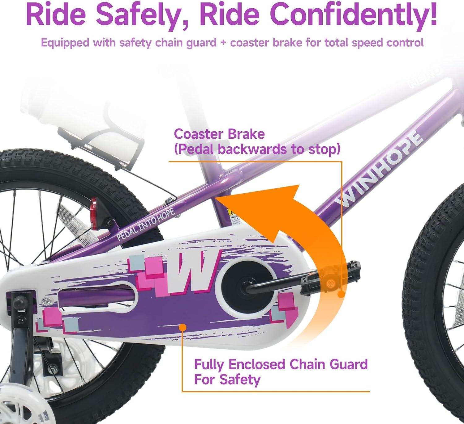 WinHope Kids Bike, 12 14 16 18 Inch Children Bicycle with Light up Training Wheels and Dual Brakes, Toddler Bike for Beginner with Adjustable Seat and Headlebar for Boys Girls 2-9, Multiple Colors