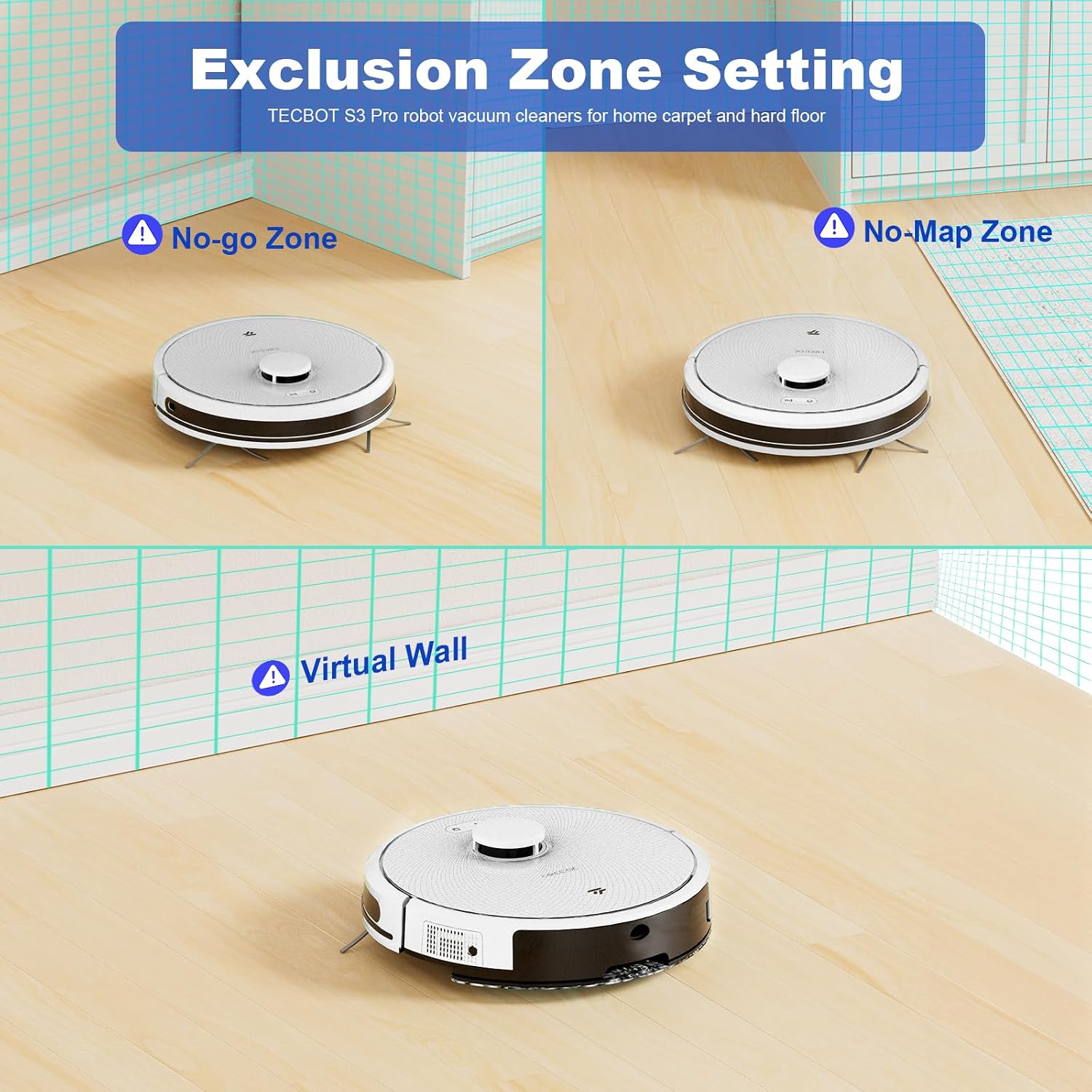 TECBOT S3 PRO Robotic Vacuum Cleaner and mop, LiDAR Navigation, 150mins Runtime&4,000Pa Suction, Automatic Charging Robot Vacuum Cleaner, WiFi,App,Alexa, Ideal for Hard Floor, Pet Hair,White