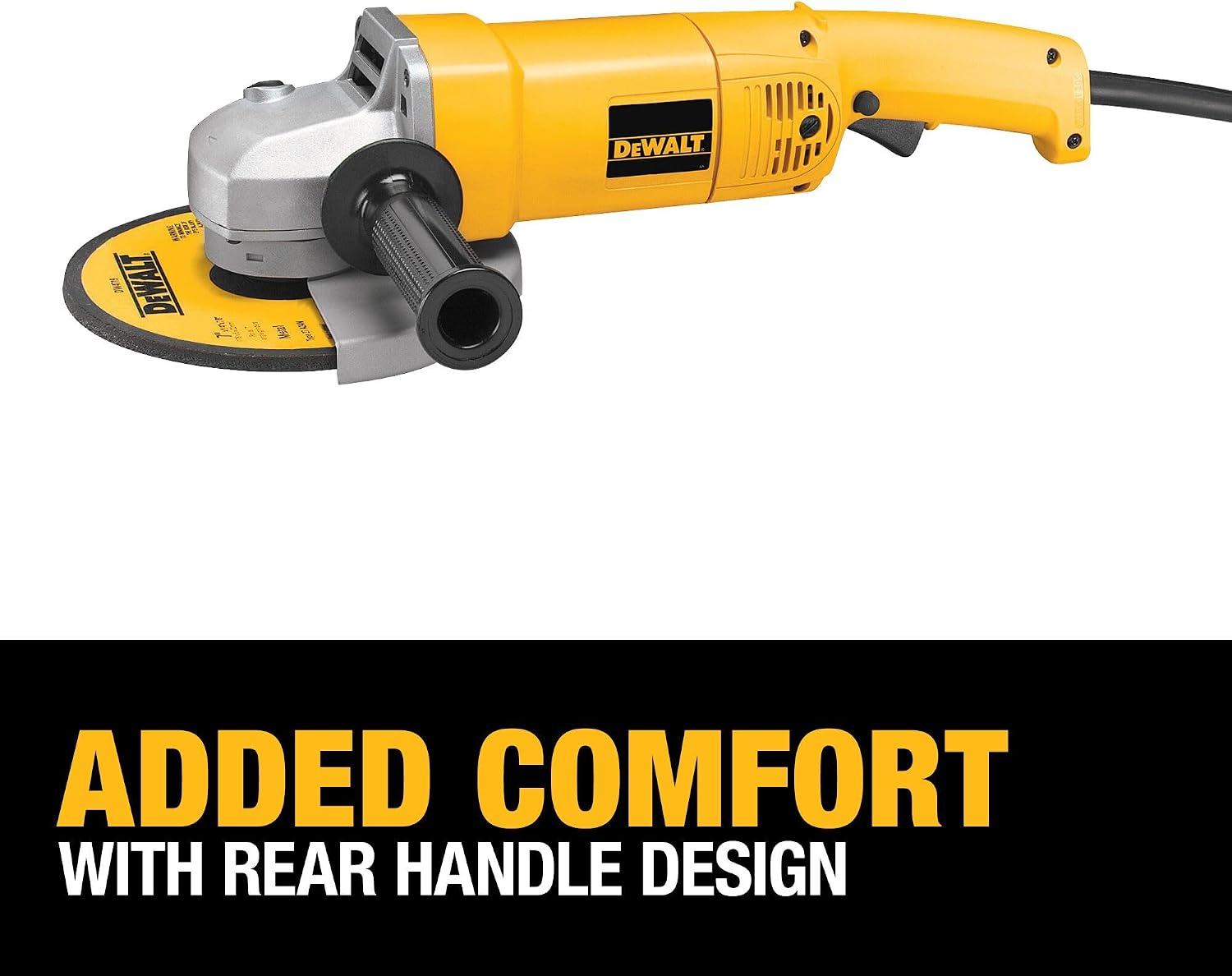 DEWALT Angle Grinder, 7-Inch, 13-Amp, 8,000 RPM, With Dust Ejection System, Corded (DW840)