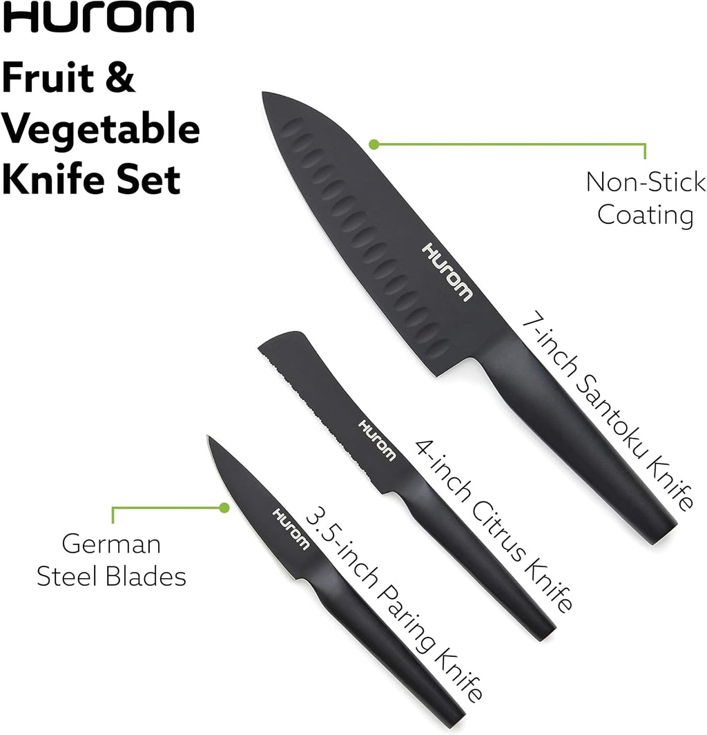 Hurom Black H320 Slow Juicer with German Steel Knife Set, Self-Feeding Cold Press Juice Machine, Corrosion-Resistant and Non-Stick Coated Blades, High Yield, BPA Free (500ml/ 16oz)