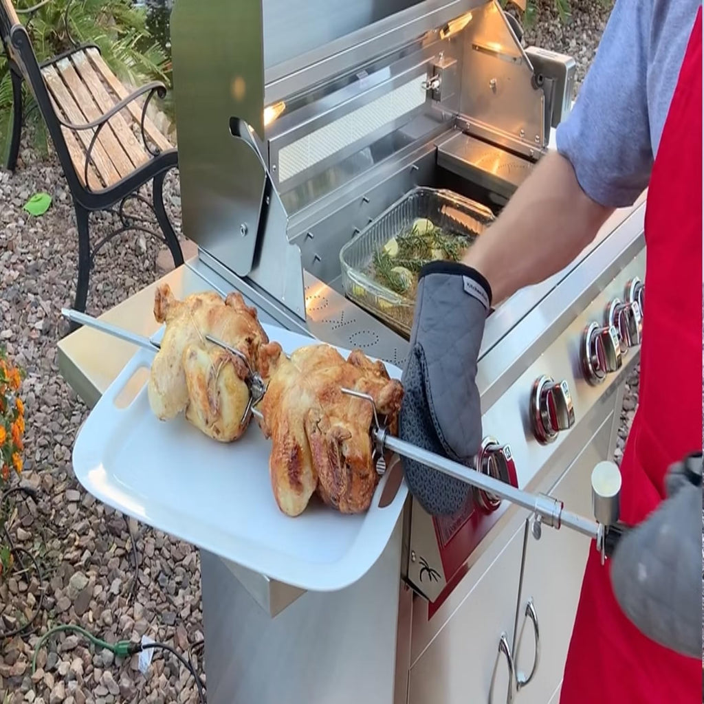 Kokomo BBQ Grill Rotisserie Kits for 4 Burner | Heavy Duty Rotisserie Kits with 120V Motor | Adjustable Spit Rod with Handle for Grills, Charcoal Spit, Backyard, Outdoor Party