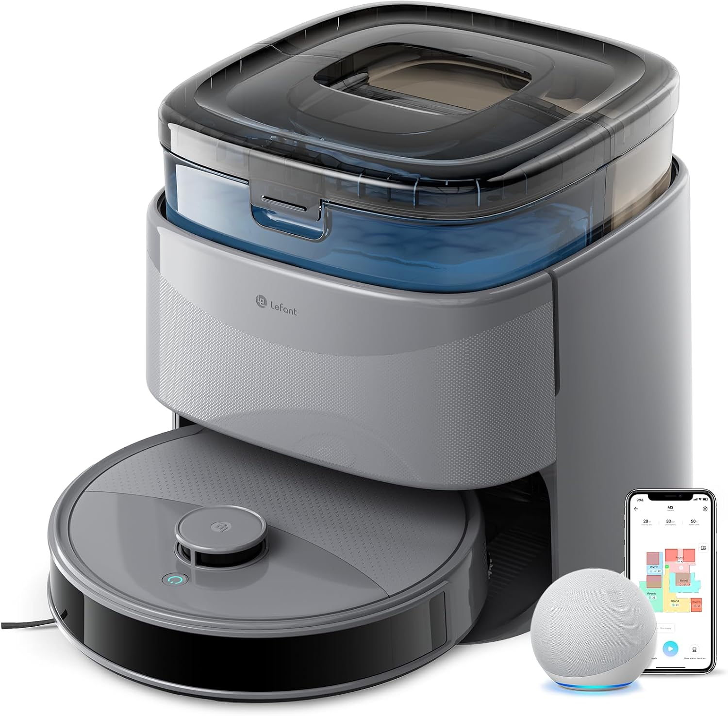 Lefant LiDAR Robot Vacuum and Mop, 20000Pa Suction, 90-Day Self-Emptying, Obstacle Avoidance, Auto Mop Washing&Drying, All-in-One for Pet Hair Carpet, 5G WiFi Alexa/APP/iWatch Control, M3 Max
