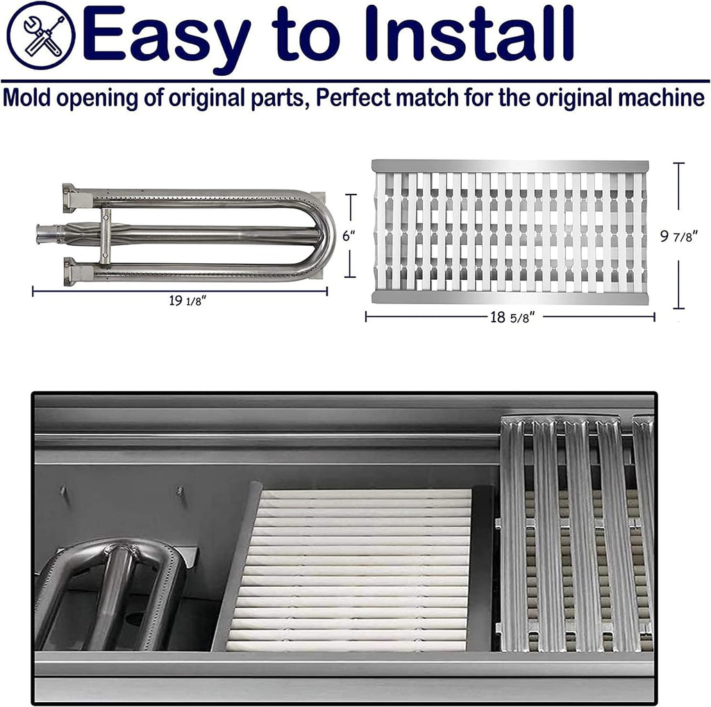 Grll Parts Stainless Steel Heat Plates with 18 Ceramic Rods and Burners Replacement for DCS 27 Series, 27DBQ, 27DSBQ, BGA36-BQAR, BGA36-BQARL, 30/36 / 48 Inch Gas Grill Models
