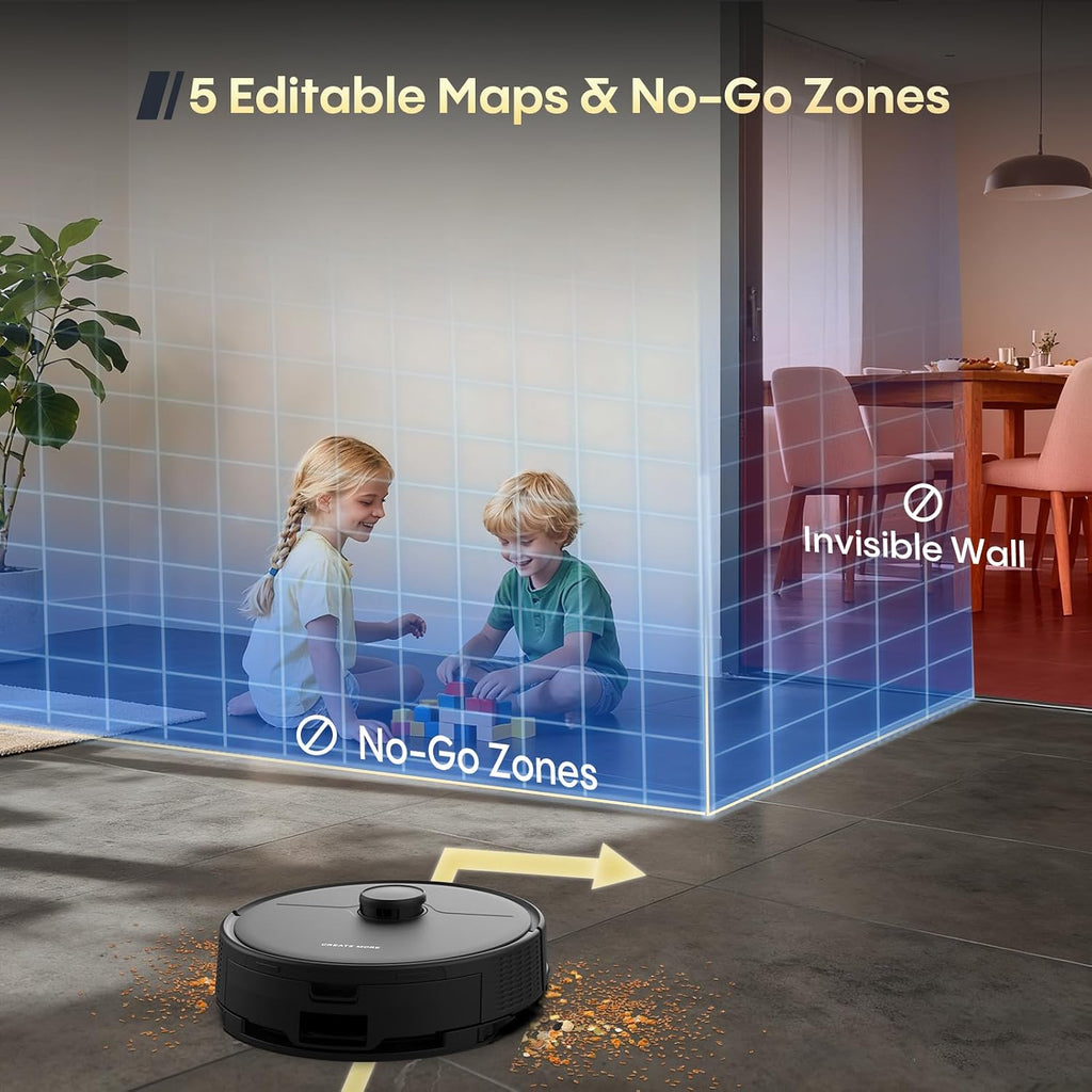Self-Emptying Robot Vacuum and Mop, 6000Pa Powerful Suction, 90-Day Hands-Free,LiDAR Navigation, Smart Mapping, App & Alexa Control, Robotic Vacuum for Pet Hair, Carpets and Hard Floors