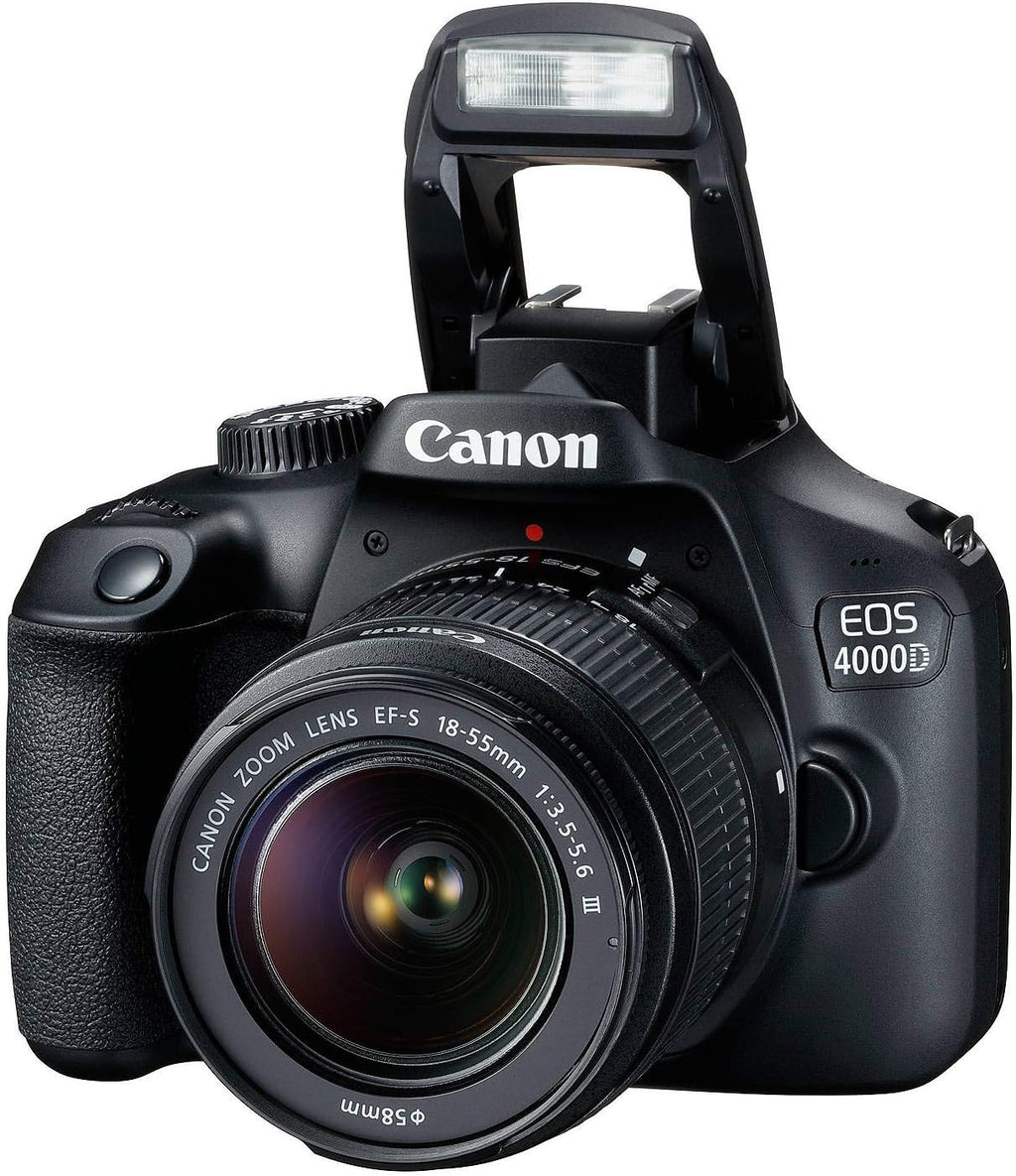 Canon EOS 4000D / Rebel T100 DSLR Camera with 18-55mm Lens + Creative Filter Set, EOS Camera Bag + Sandisk Ultra 64GB Card + 6AVE Electronics Cleaning Set, and More (International Model)