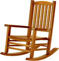 Hupmad Wooden Oversized Porch Rocker Chair with High Back and Armrest, All Weather Slatted Rocker for Backyard, Garden, 400 lbs Support, Natural