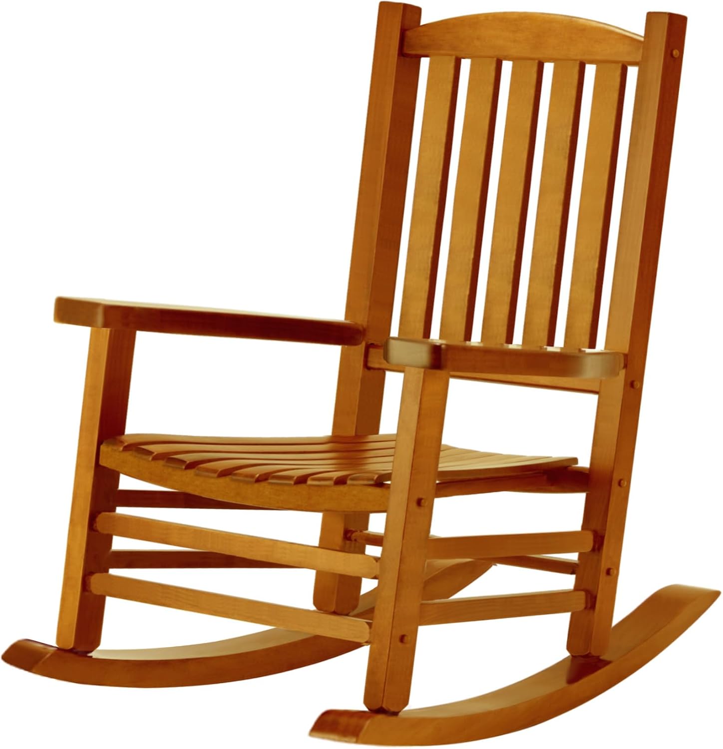 Hupmad Wooden Oversized Porch Rocker Chair with High Back and Armrest, All Weather Slatted Rocker for Backyard, Garden, 400 lbs Support, Natural