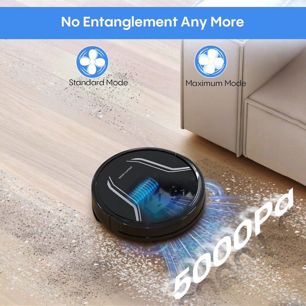 Bagotte Robot Vacuum and Mop Combo, 3-in-1 Robotic Vacuum Cleaner, 5000Pa Strong Suction with Auto Recharging,Tangle Free, Timing Function, App/WiFi/Voice/Remote for Hard Floor and Pet Hair