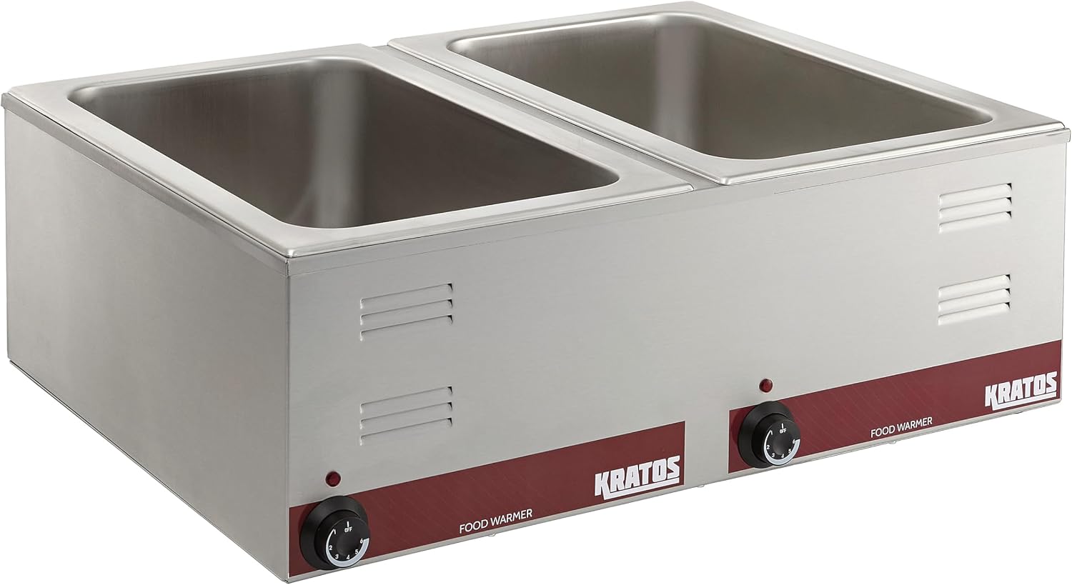 Kratos Commercial Electric Countertop Dual Well Food Warmer, Portable Steam Table Food Warmer, Holds Two 12' x 20' Food Pans, NSF Certified